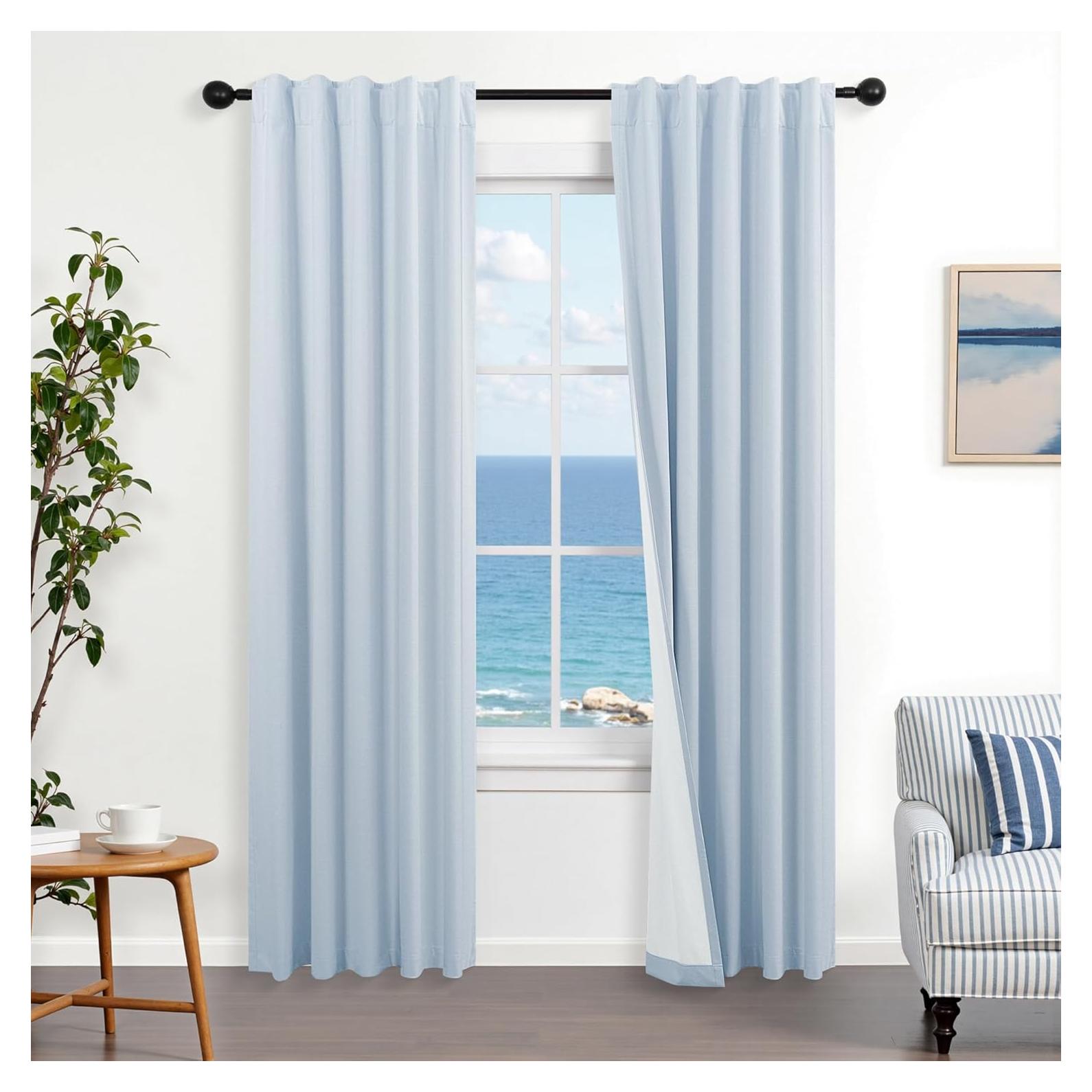 Cortinas Opacas Azul Claro 2 Paneles 106.68x213.36 cm Mrs.Naturall