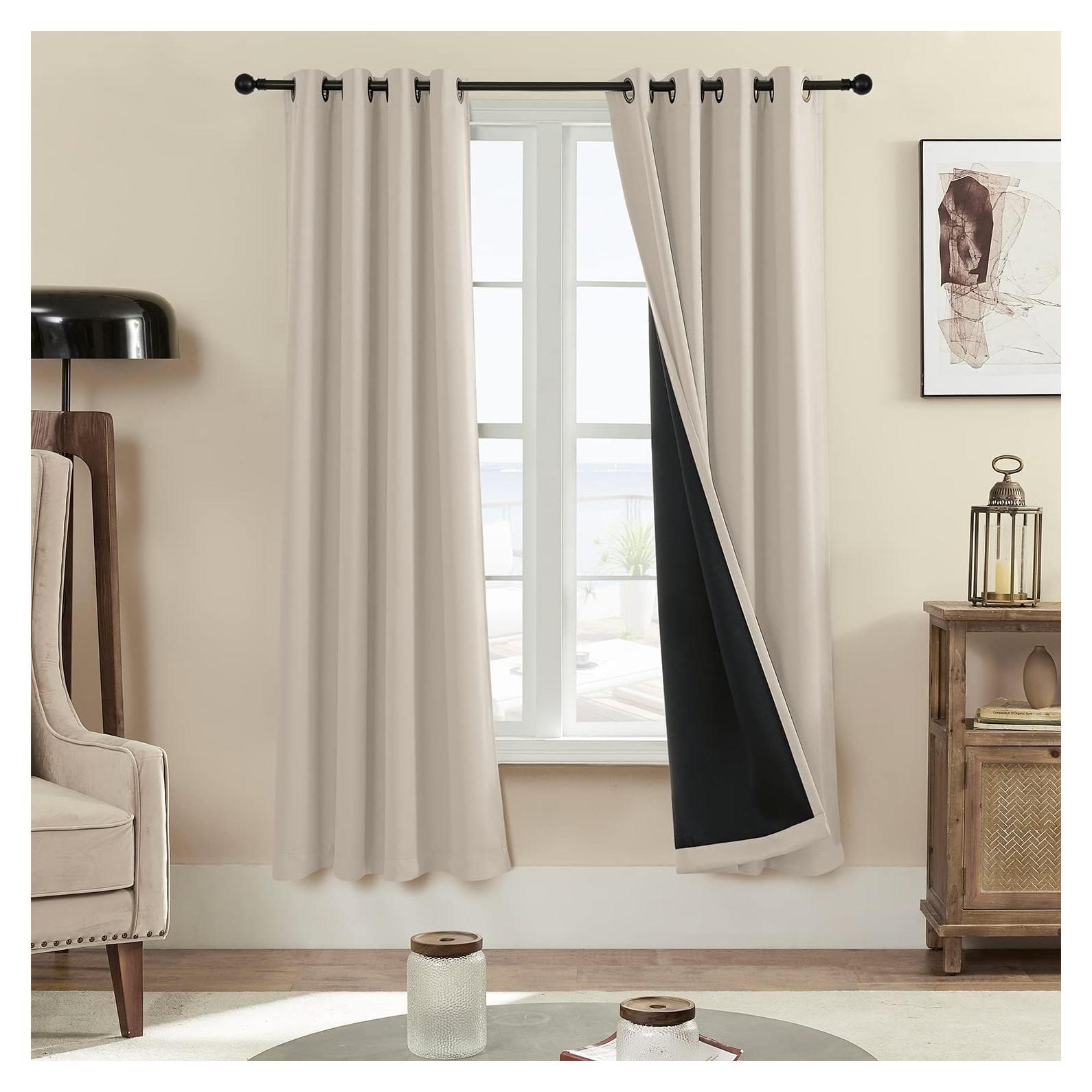 Cortinas Opacas Rutterllow 132x183 cm 100% Bloqueo Luz Beige