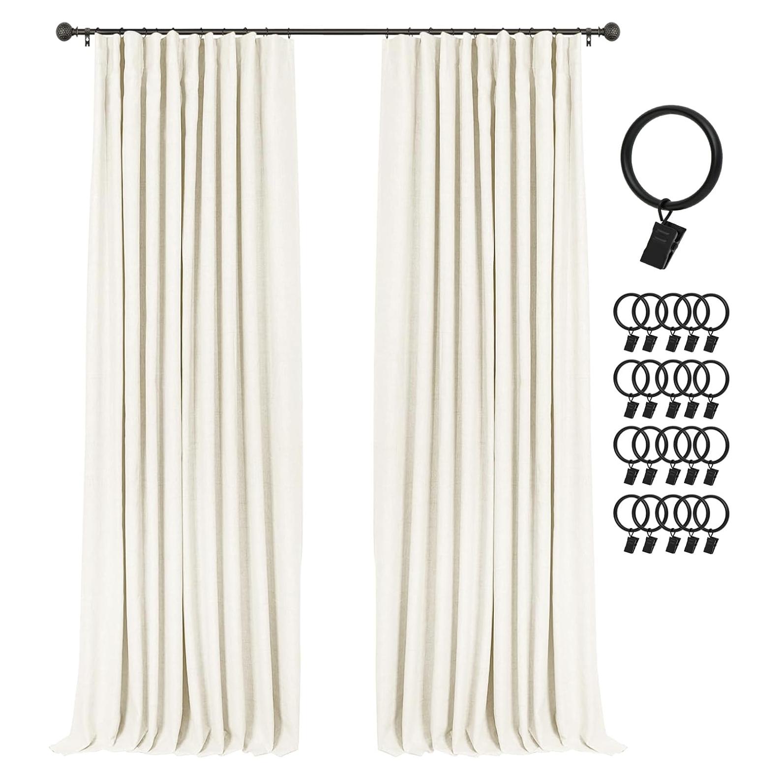 Cortinas Opacas INOVADAY 100% Lino 2 Paneles 50x274 cm Crema