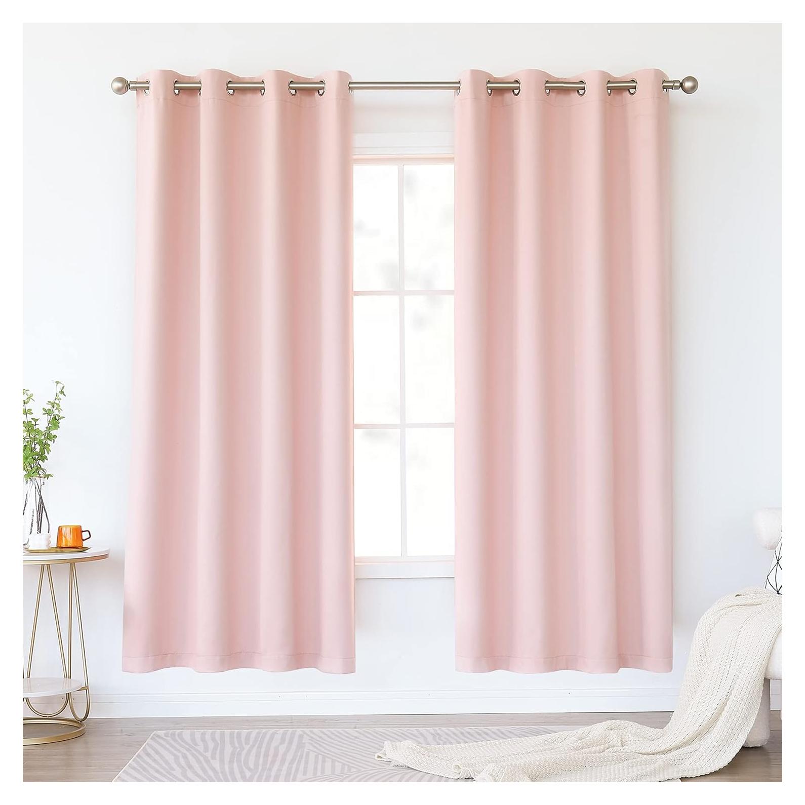 Cortinas Opacas KEQIAOSUOCAI Rosa Bebé 132x183 cm - 2 Paneles
