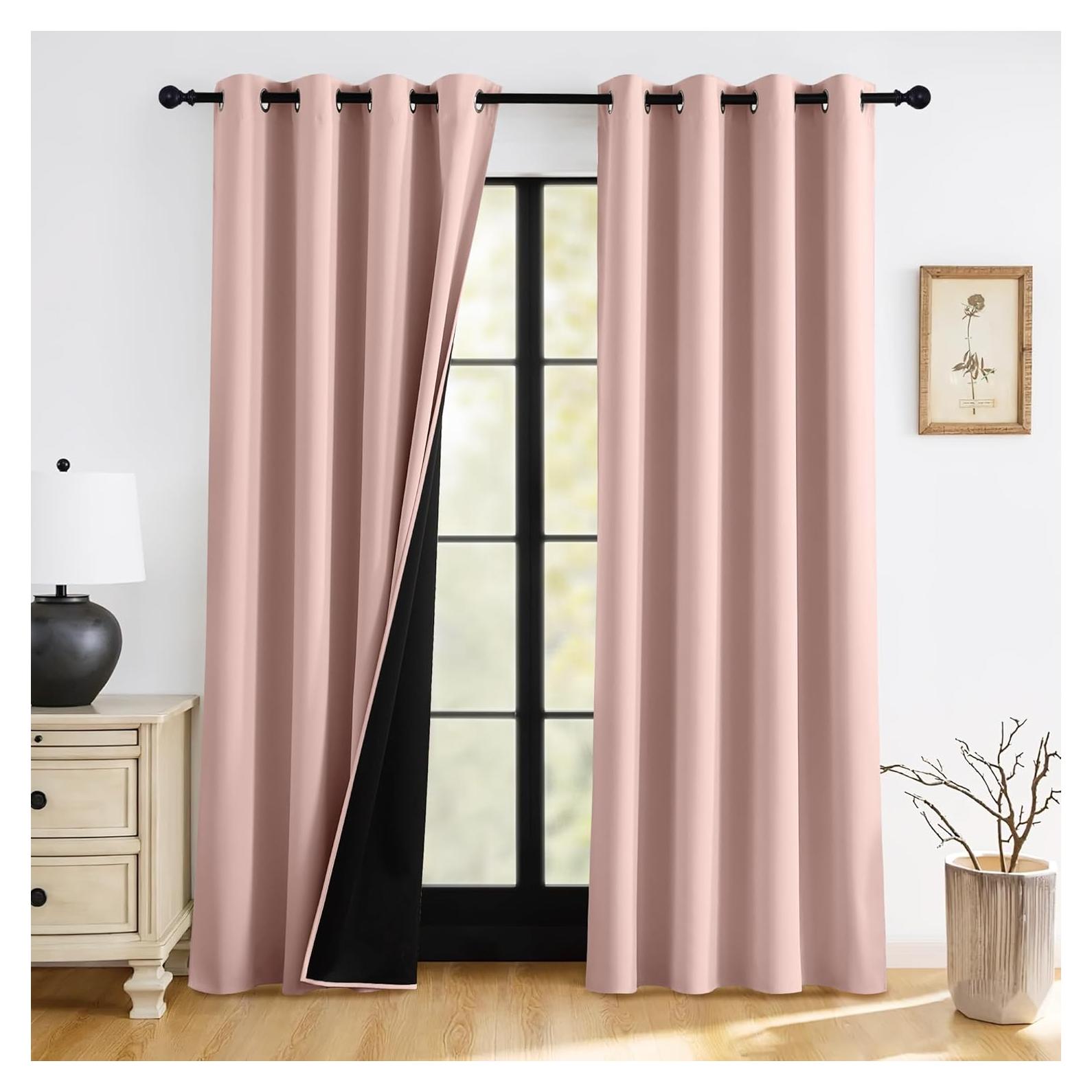 Cortinas Opacas RYB HOME Rosa Durazno 132x213 cm - 2 Paneles