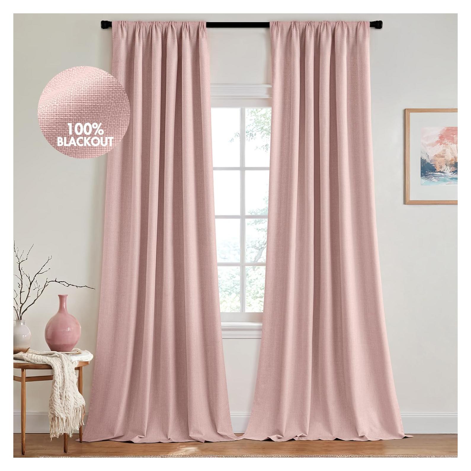 Cortinas Opacas MIULEE 2 Paneles 50x96 Pulgadas Rosa Bebé