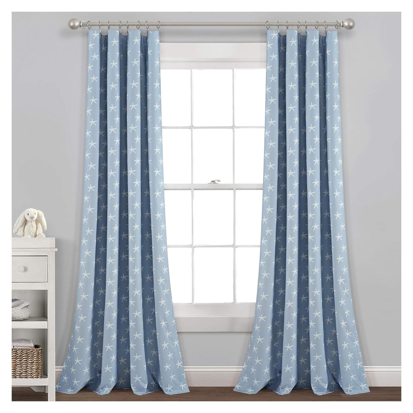 Cortina Blackout Lush Decor Bebé Estrella de Mar Azul 132x213cm