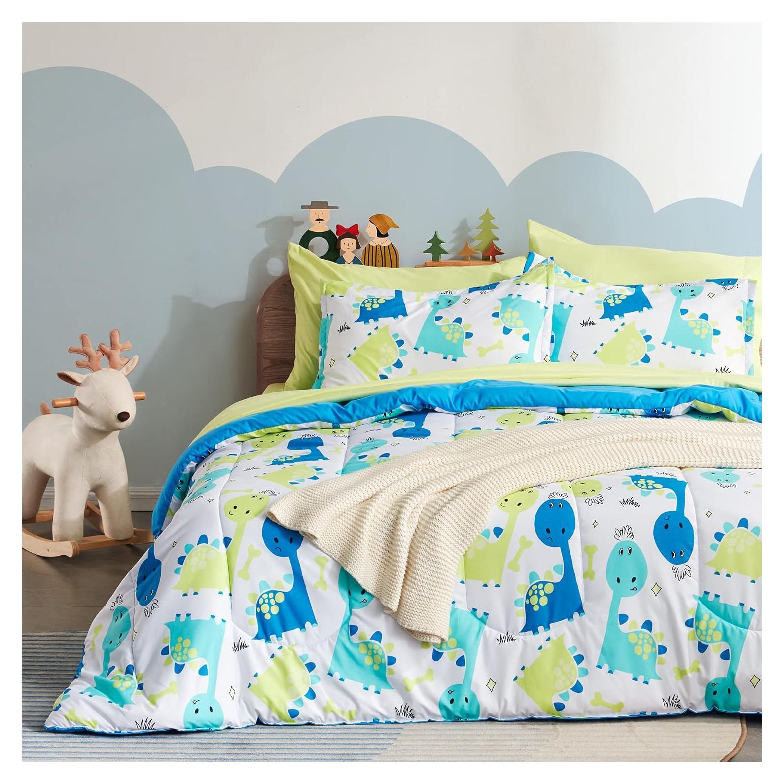 SLEEP ZONE Juego de Ropa de Cama Twin Dino Lindo - Suave y Duradero