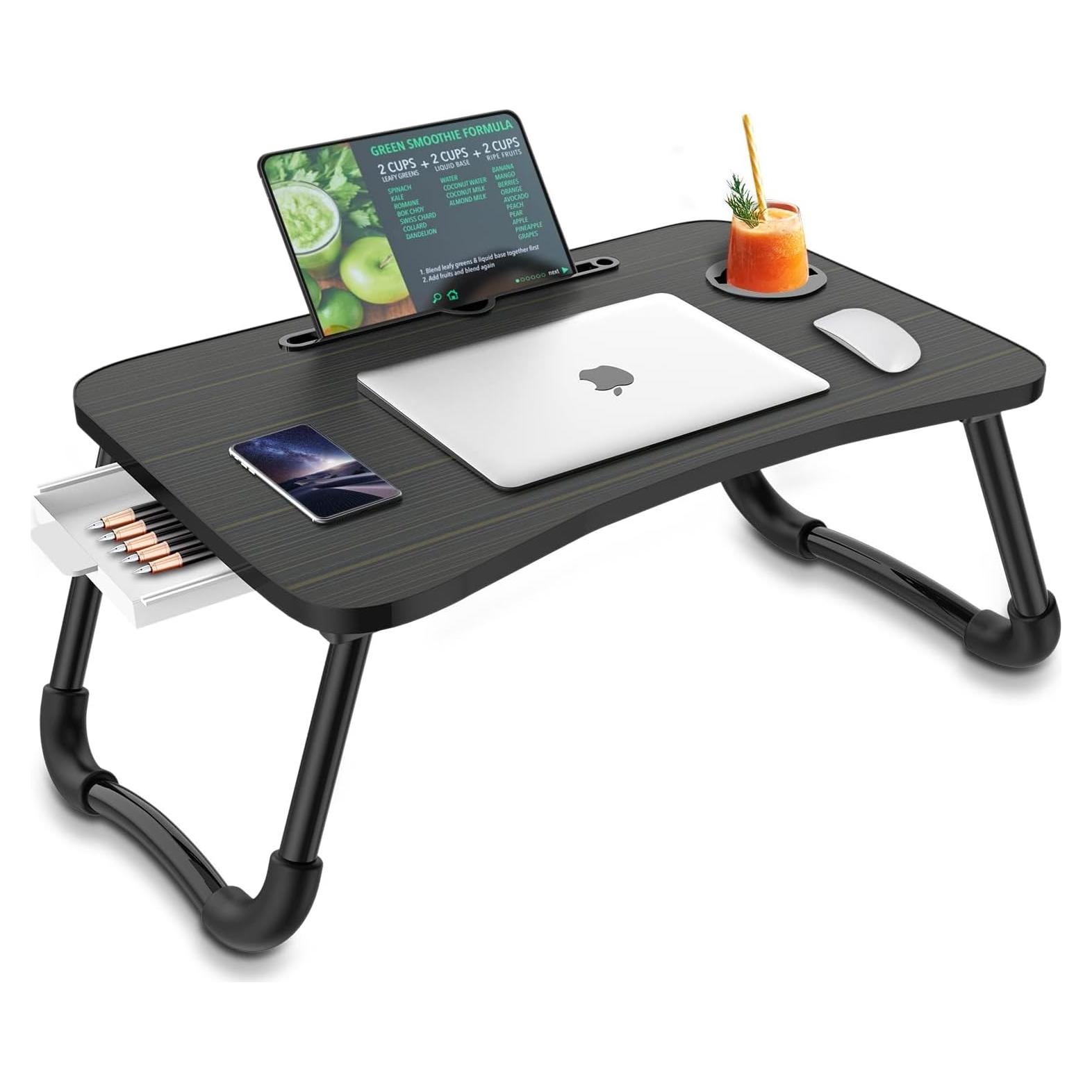 Mesa de cama plegable Zapuno para laptop 60x40cm negra