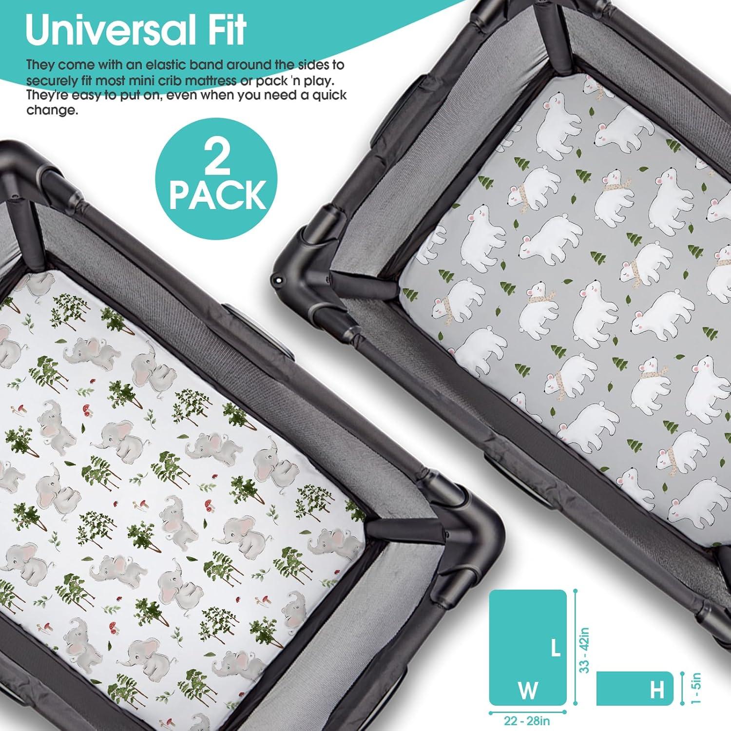 Sábanas Ajustadas para Cuna Mini BROLEX Elefantes y Osos
