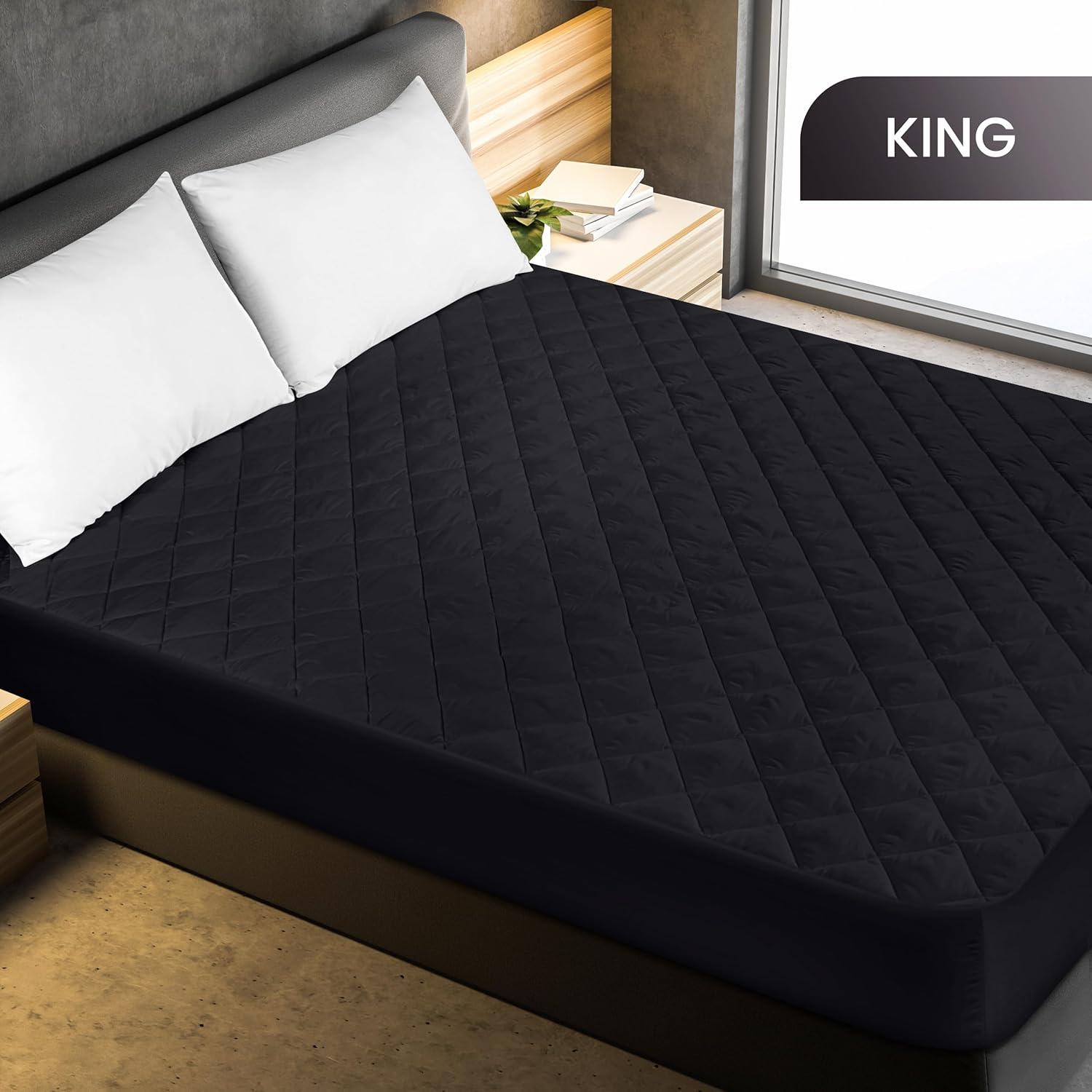 Protector de Colchón Acolchado Utopia Bedding King Negro