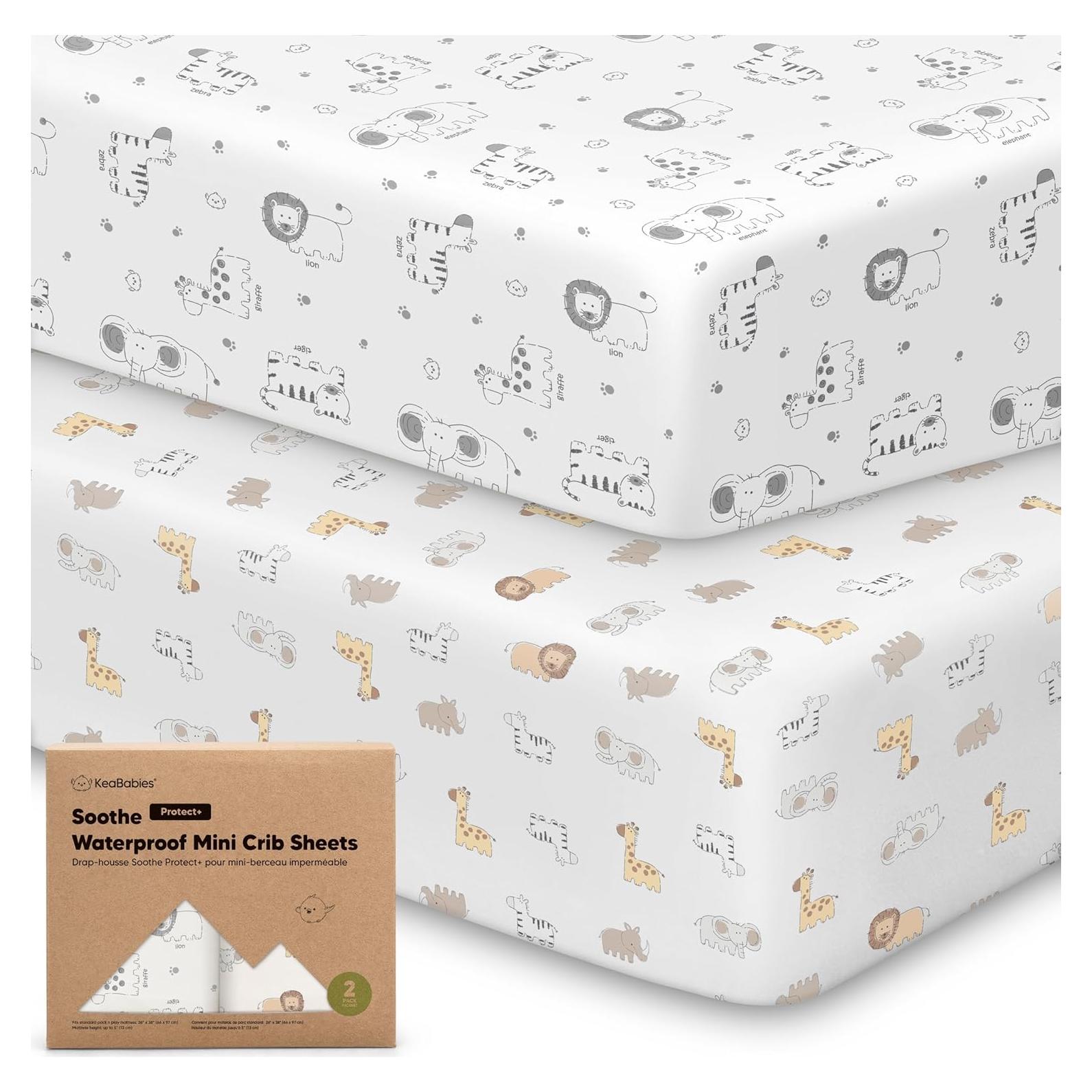 Juego de 2 Sábanas Ajustadas para Cuna Mini KeaBabies