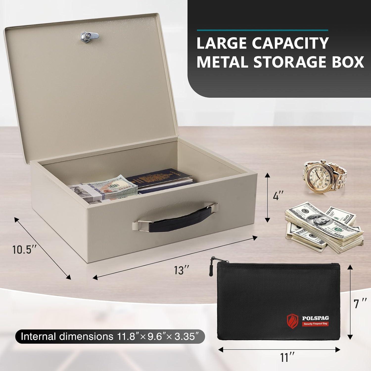 Caja de Documentos a Prueba de Fuego Polspag Grande Blanca