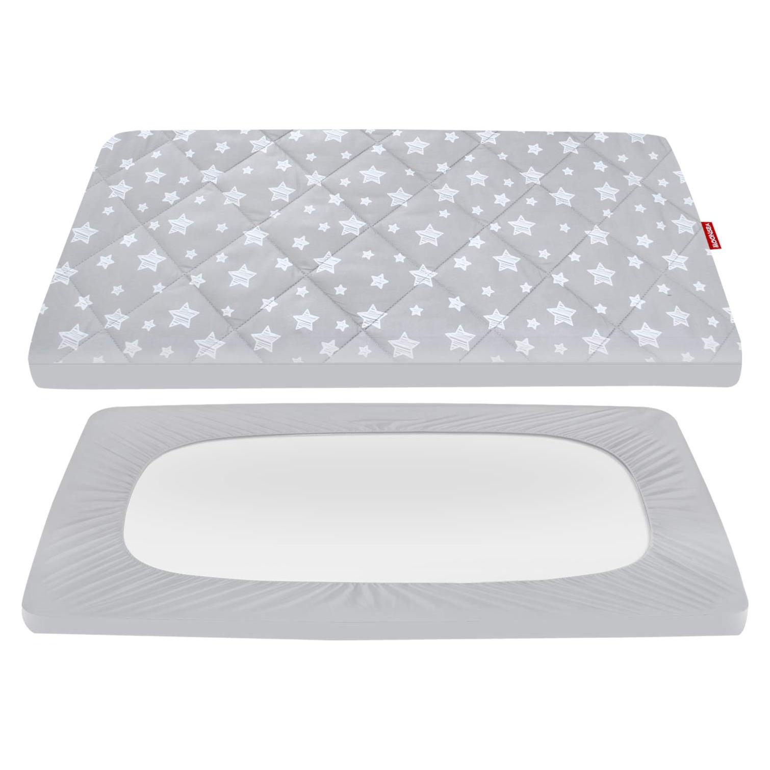 Sábana Ajustada Moonsea para Pack and Play 99x68.6cm Estrella Gris