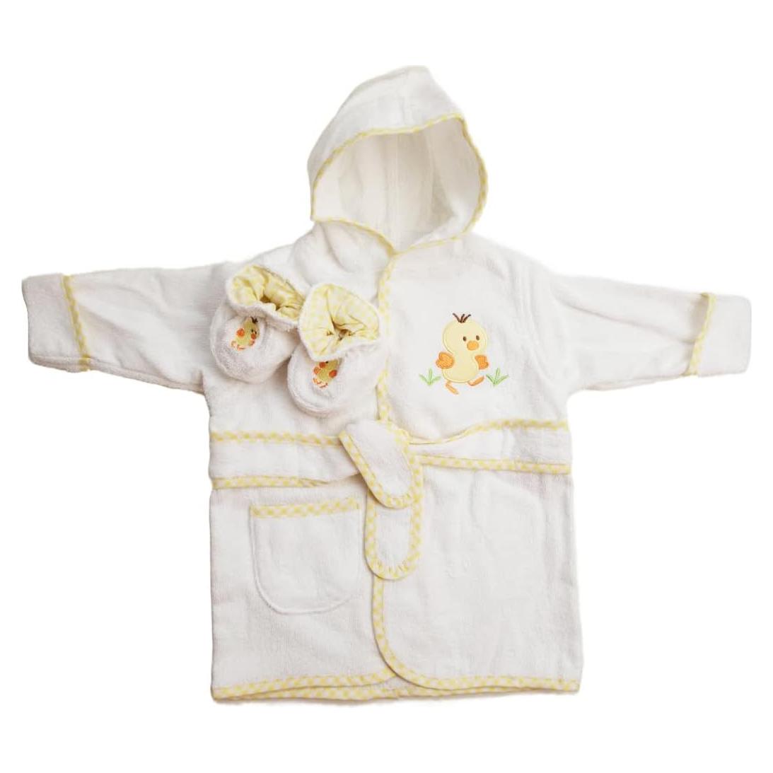 Bata de baño con capucha Spasilk 100% algodón pato blanco