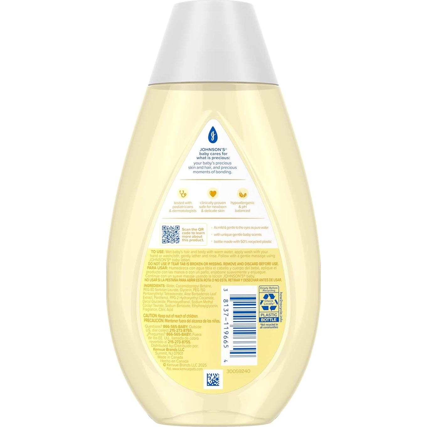 Jabón y Champú Johnson's para Bebés 400 ml Cabeza a Pies