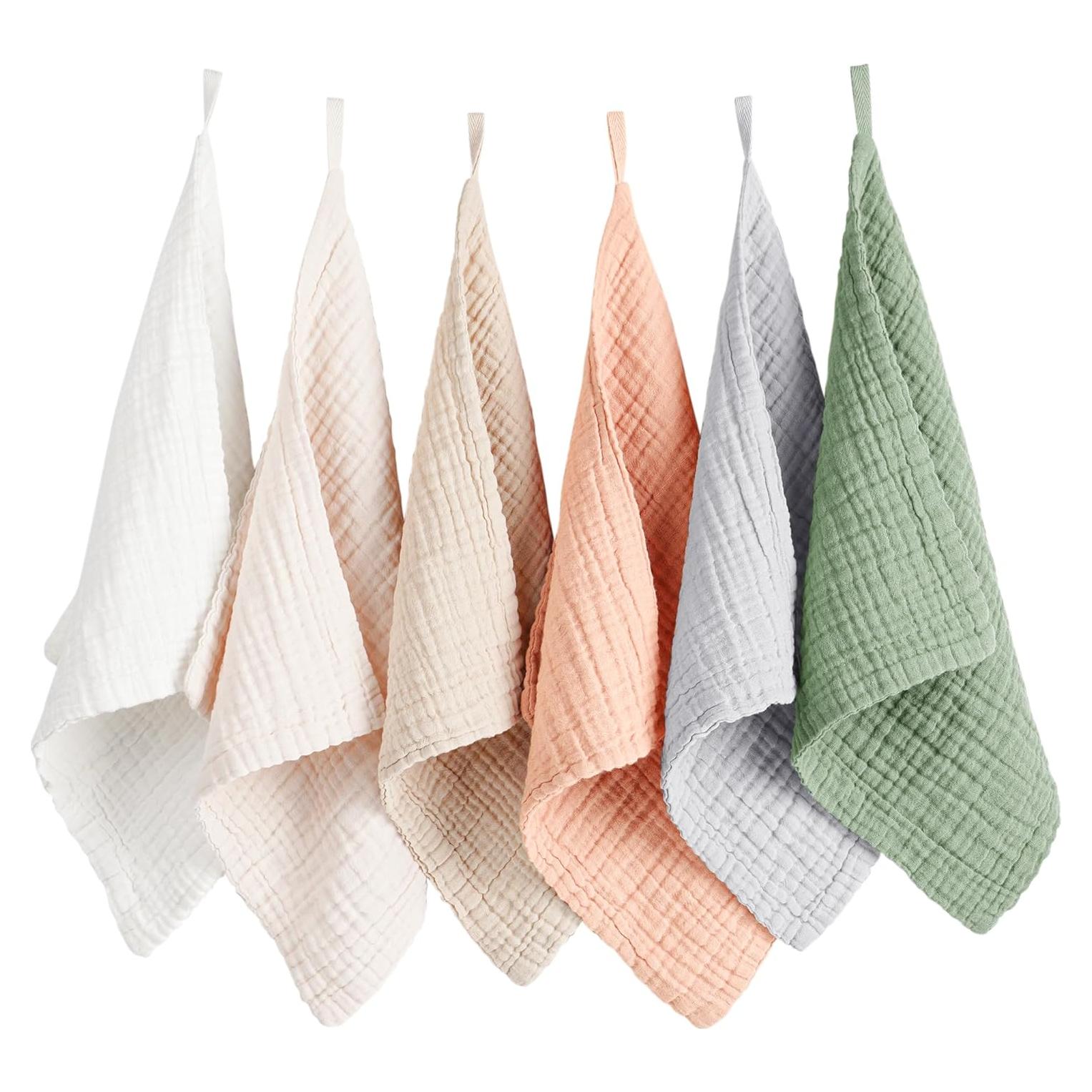 Paquete de 6 Paños de Muselina para Bebés Konssy 100% Algodón