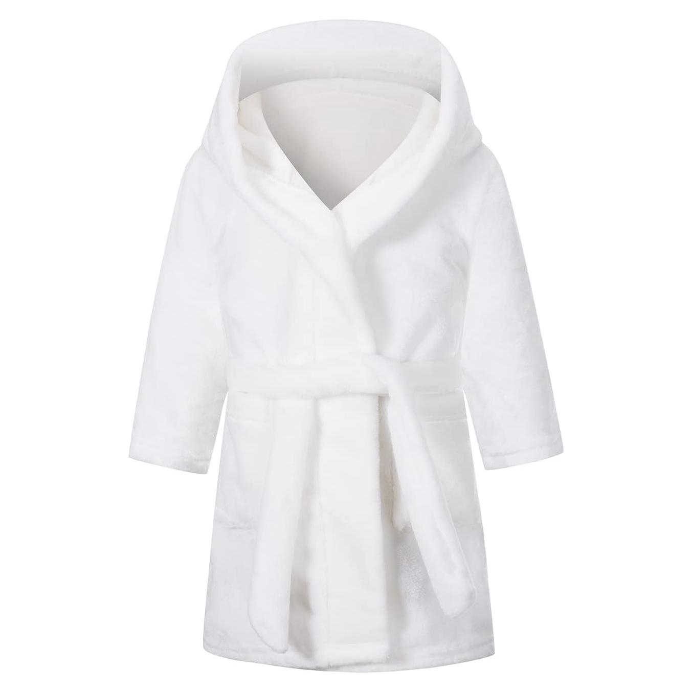 Bata de Baño con Capucha para Niñas 7-8 Años - Franela Suave