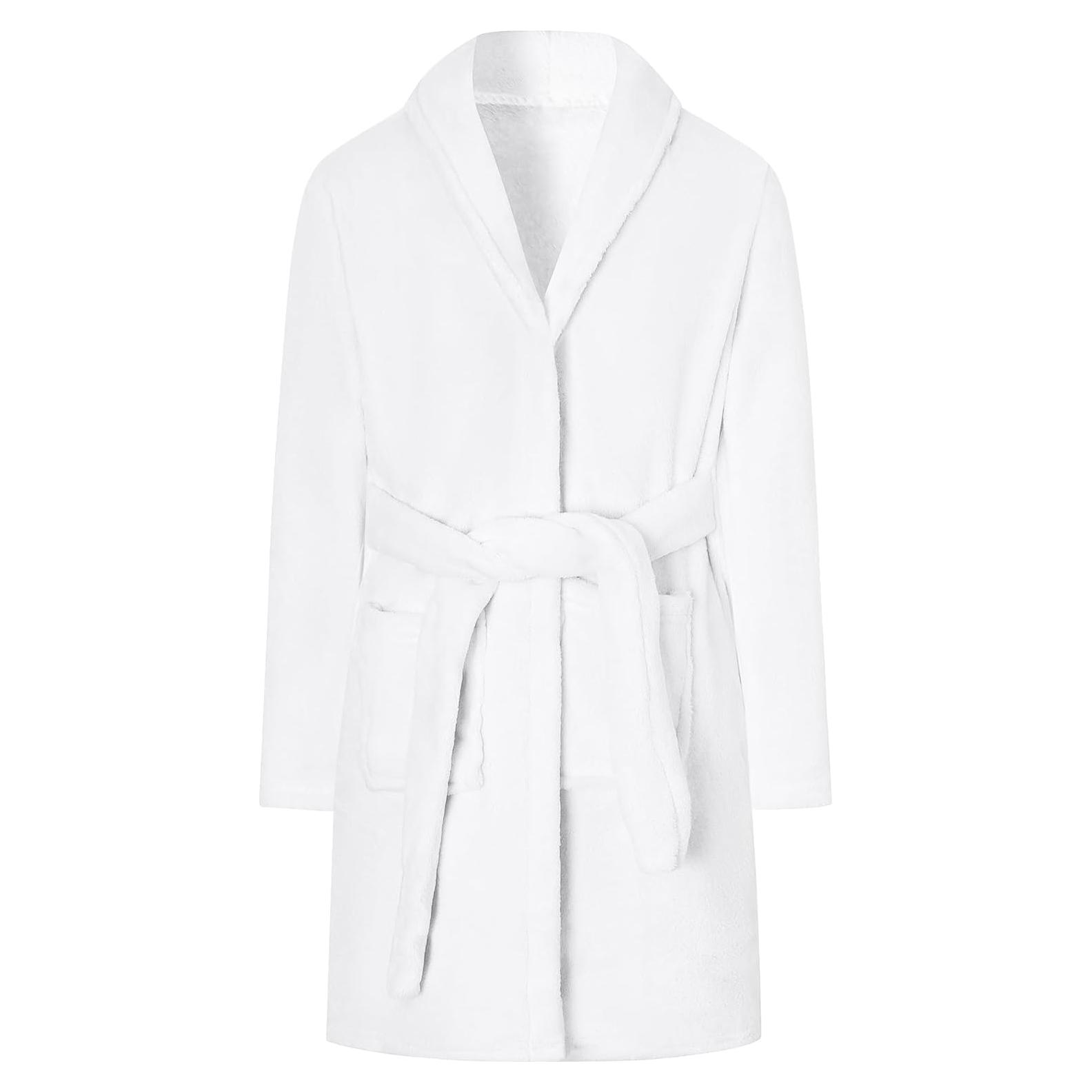 Bata de Franela Suave para Niñas Umeyda, 5-6 Años, Blanca