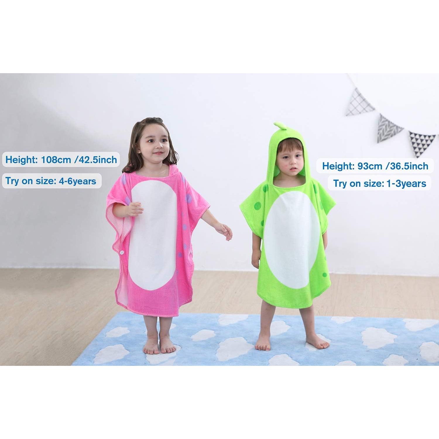 Toalla de baño con capucha dinosaurio LOLANTA 100% algodón 1-3T
