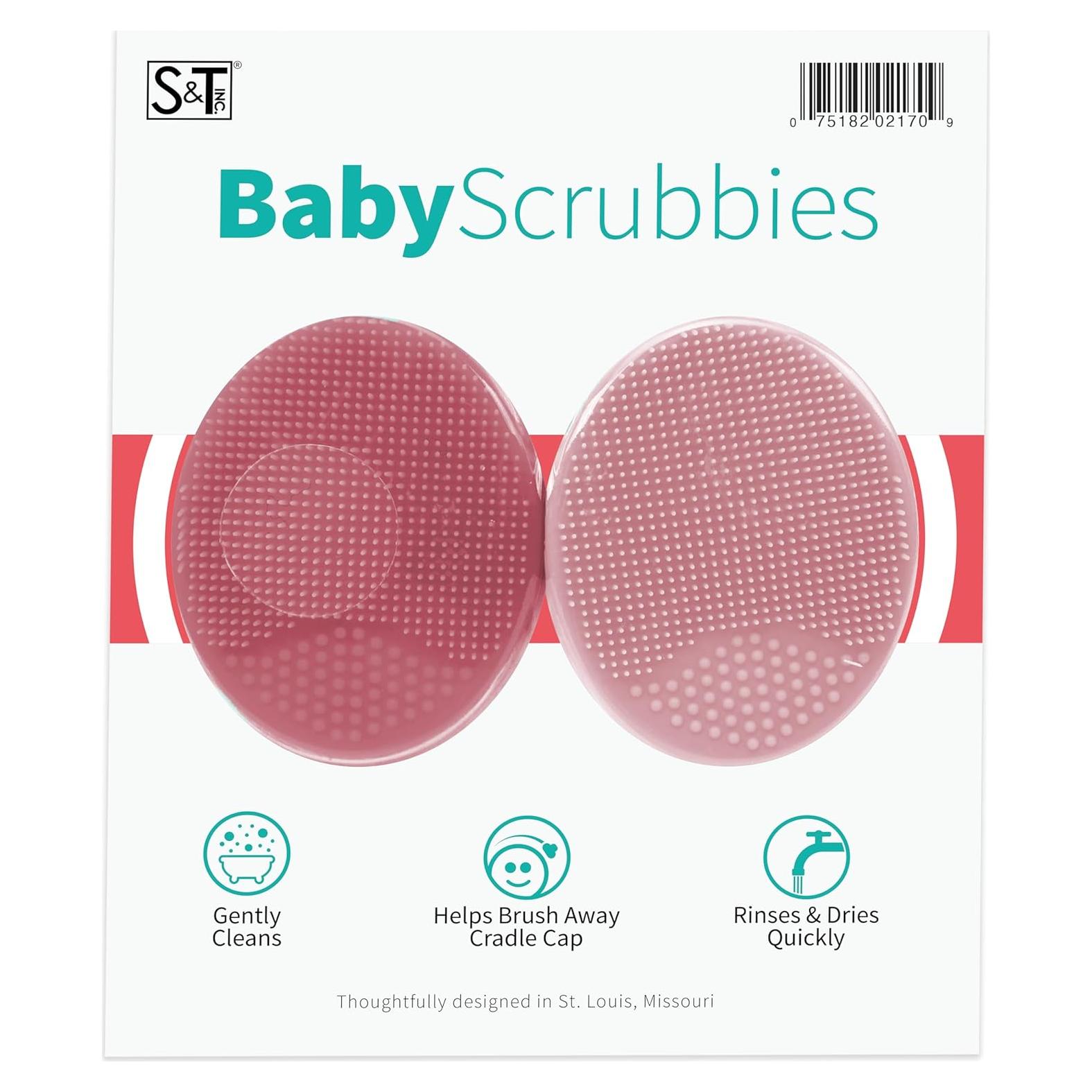 Baby Scrubbies S&T INC. Exfoliantes de Silicona Rosa - 2 Piezas