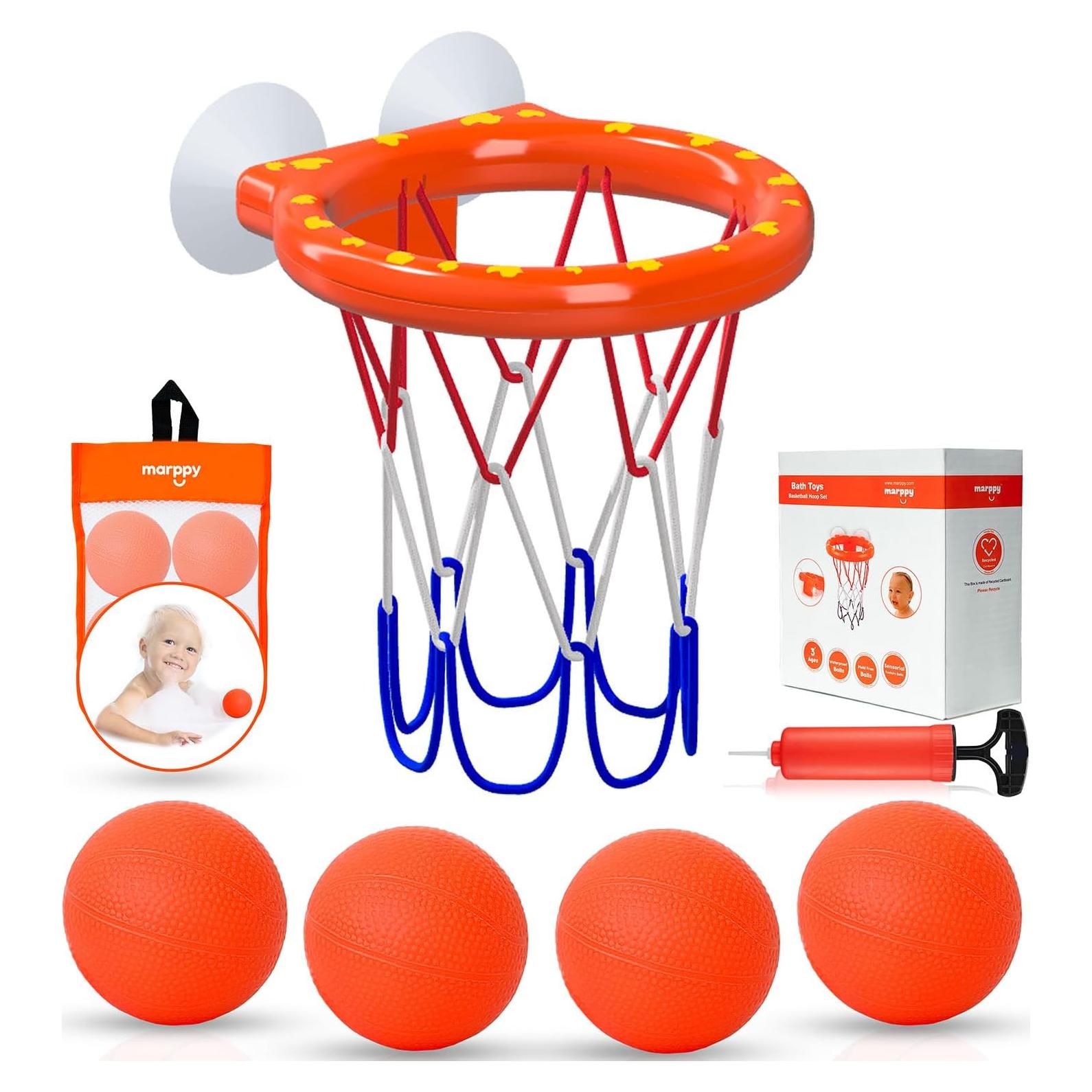 Aro de Baloncesto para Baño Marppy con 4 Pelotas para Niños