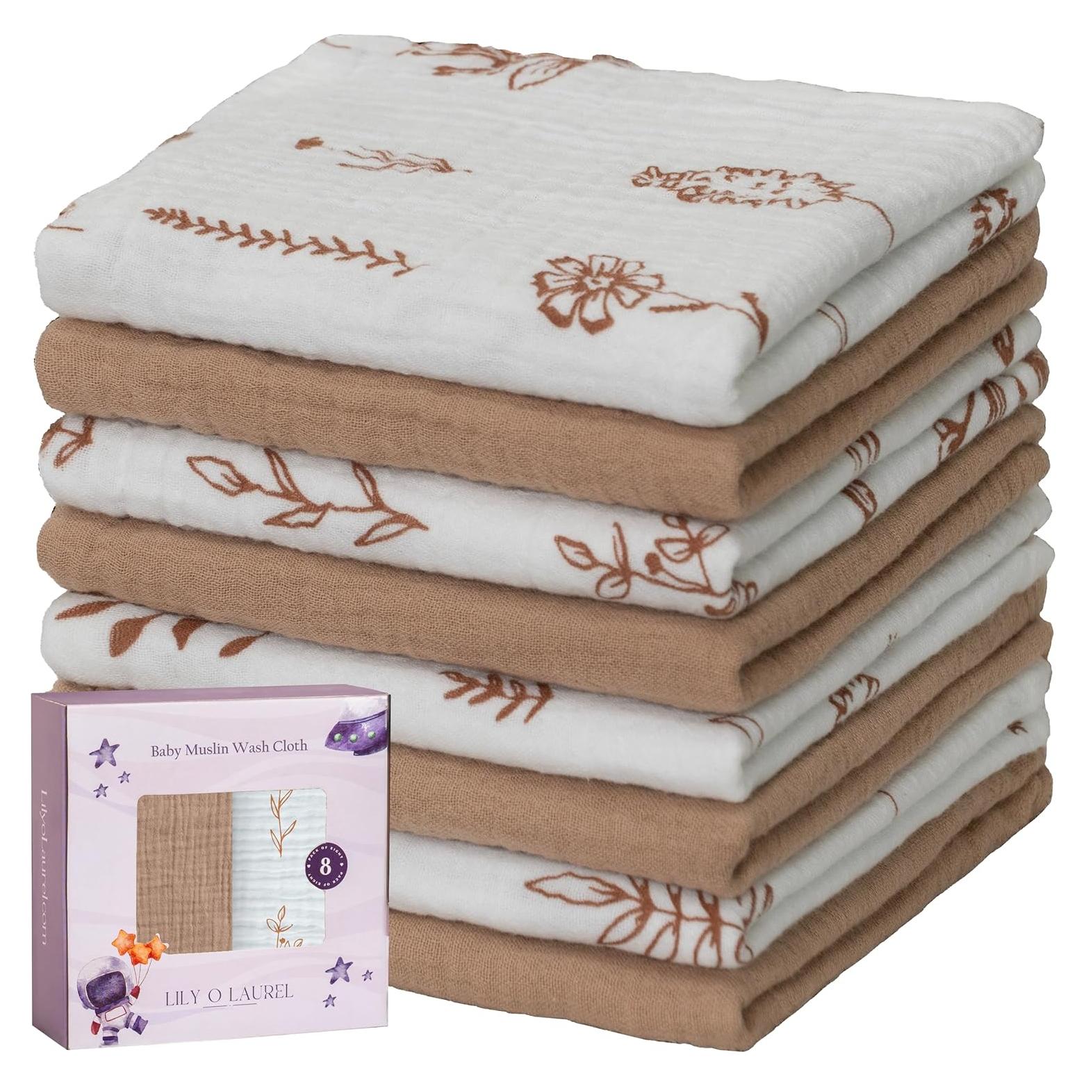 Paño de Muselina para Bebés LILY O LAUREL, 8 Unidades 30.5cm