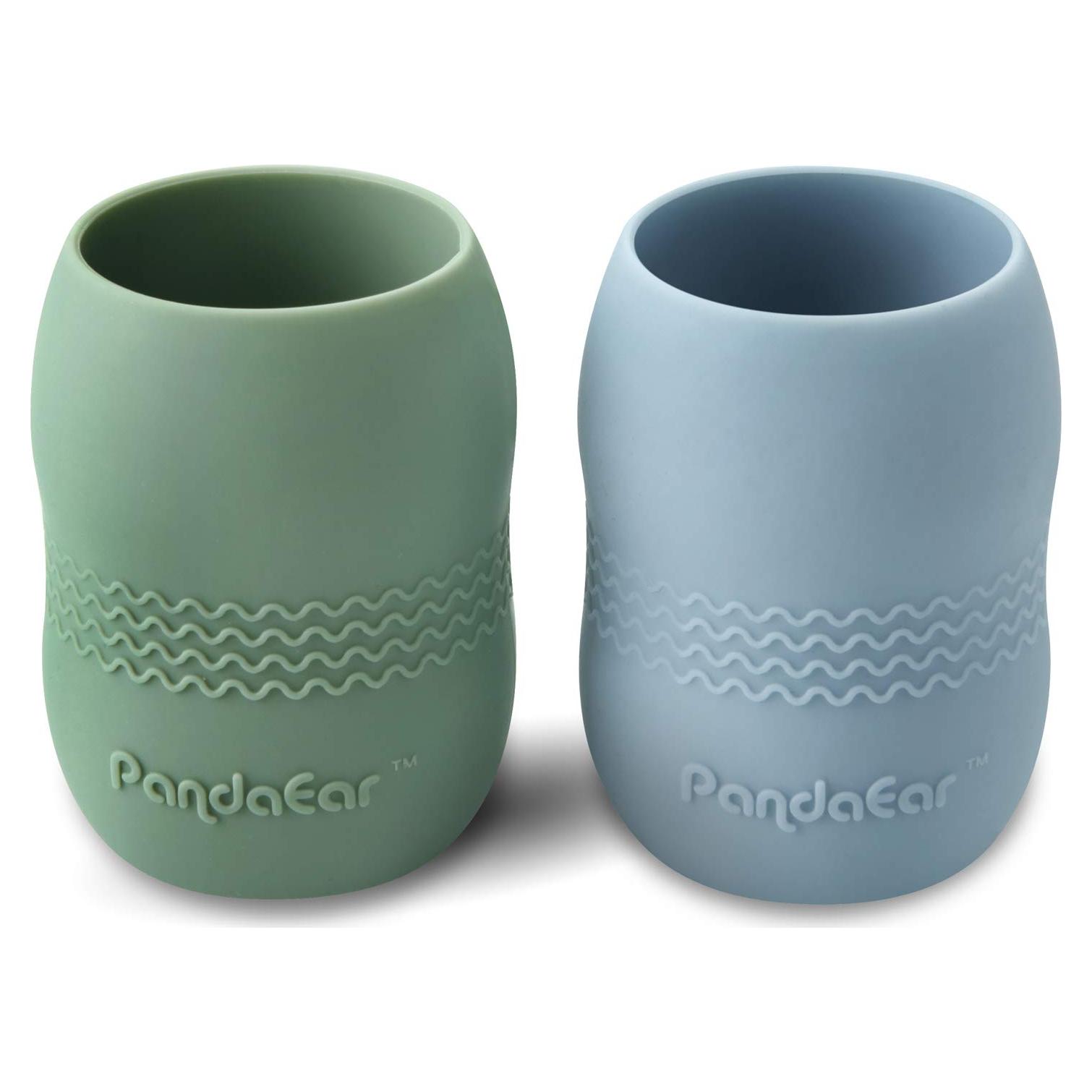 Taza de Silicona PandaEar para Bebé 2 Piezas Azul/Verde