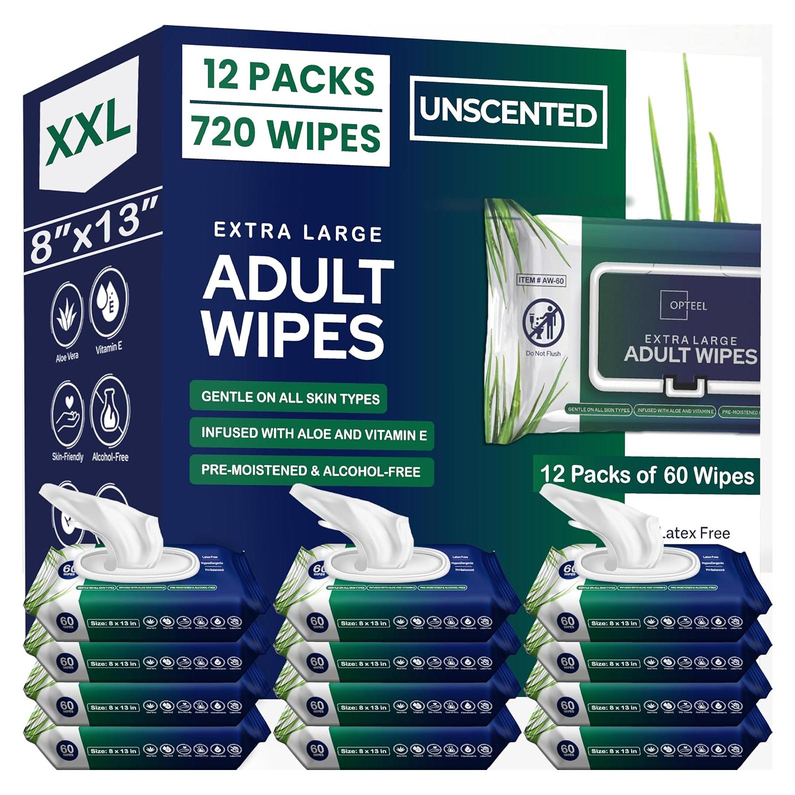 Toallitas Húmedas Extra Grandes OPTEEL 720ct para Adultos