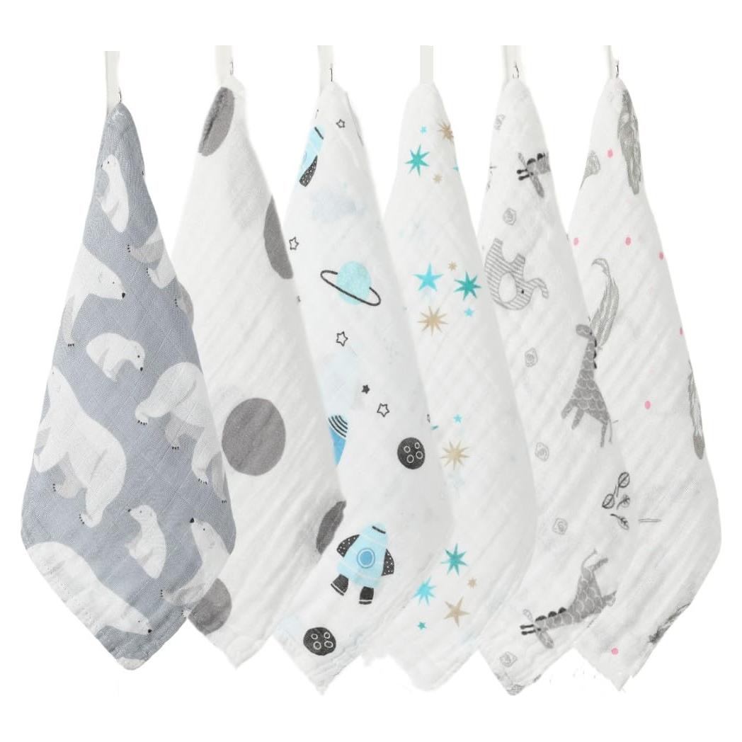 Toallitas de Muselina para Bebés Norinori - 6 Piezas 25x25cm