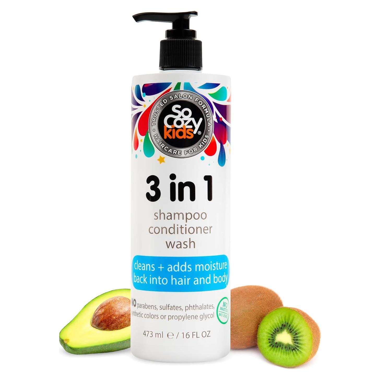 SoCozy 3 en 1 Champú, Acondicionador y Jabón para Niños 0.47L