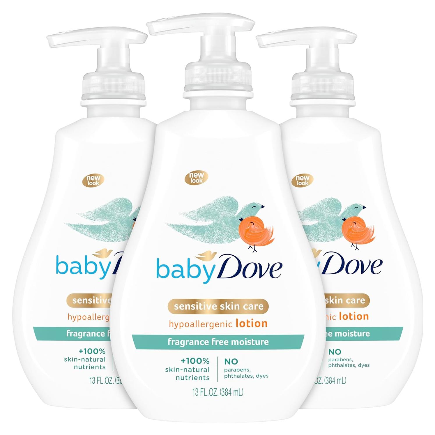 Loción Hidratación Sensible Baby Dove Sin Fragancia 3x368g