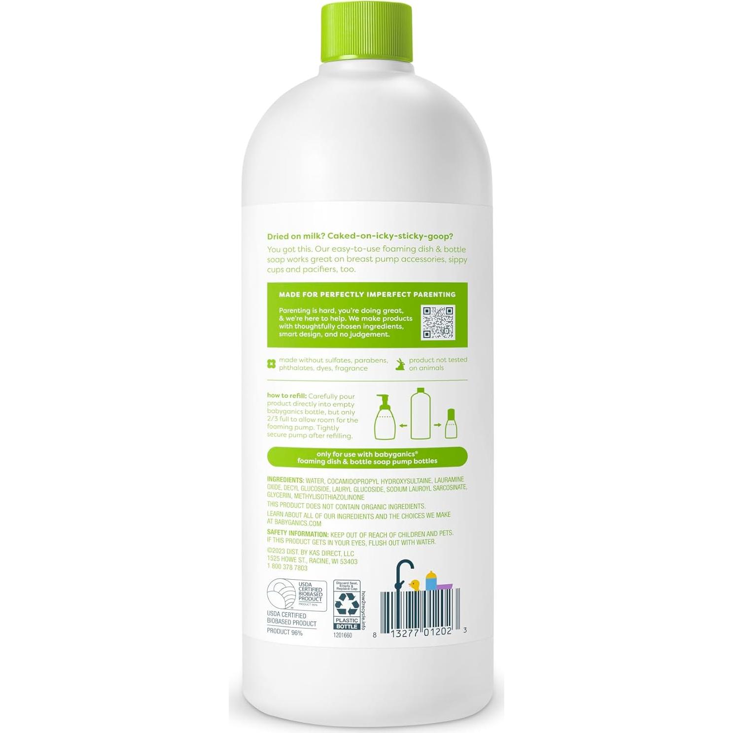 Jabón Espumoso para Platos Babyganics 2L Sin Fragancia