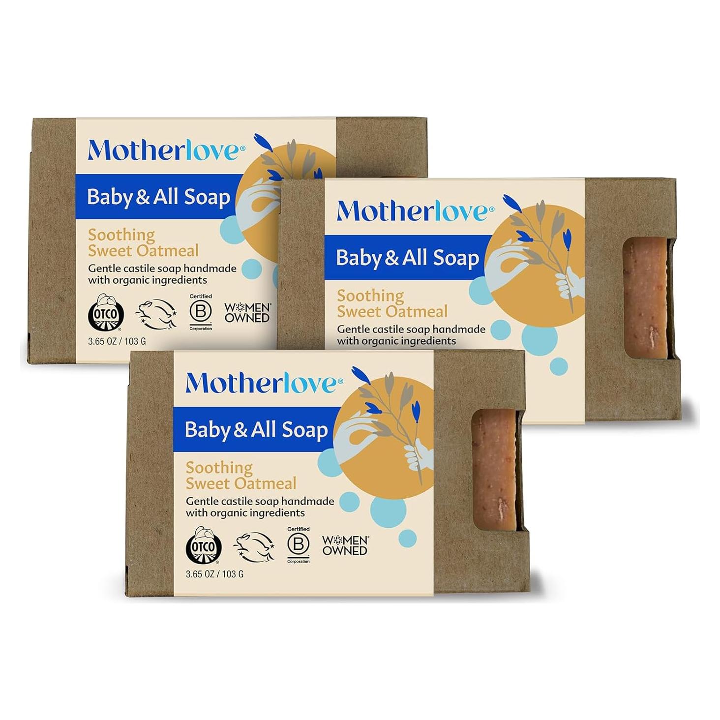 Jabón de Castilla Suave Motherlove 3 Unidades Avena Orgánica