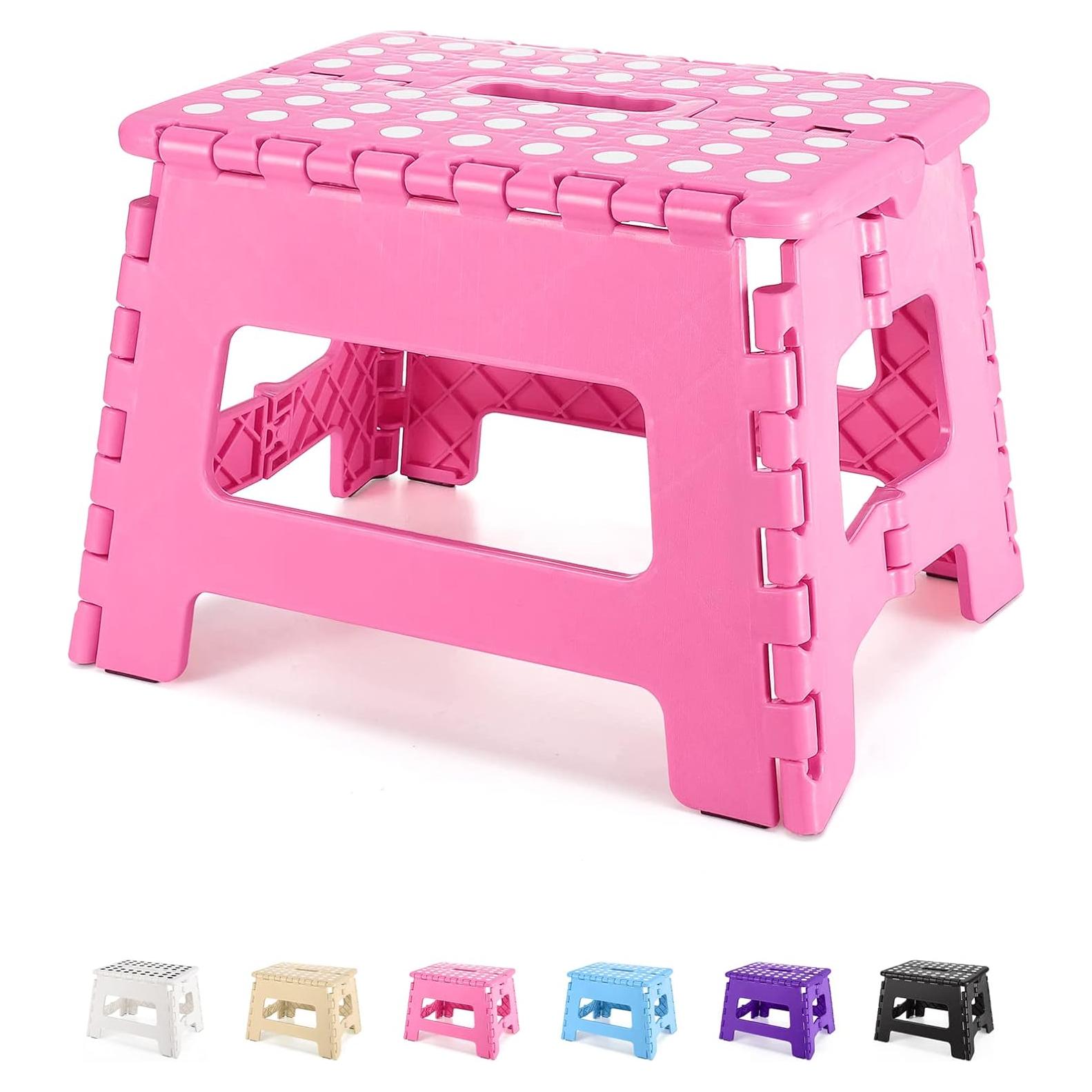 Taburete Plegable Dyforce Rosa 23 cm Soporta 136 kg