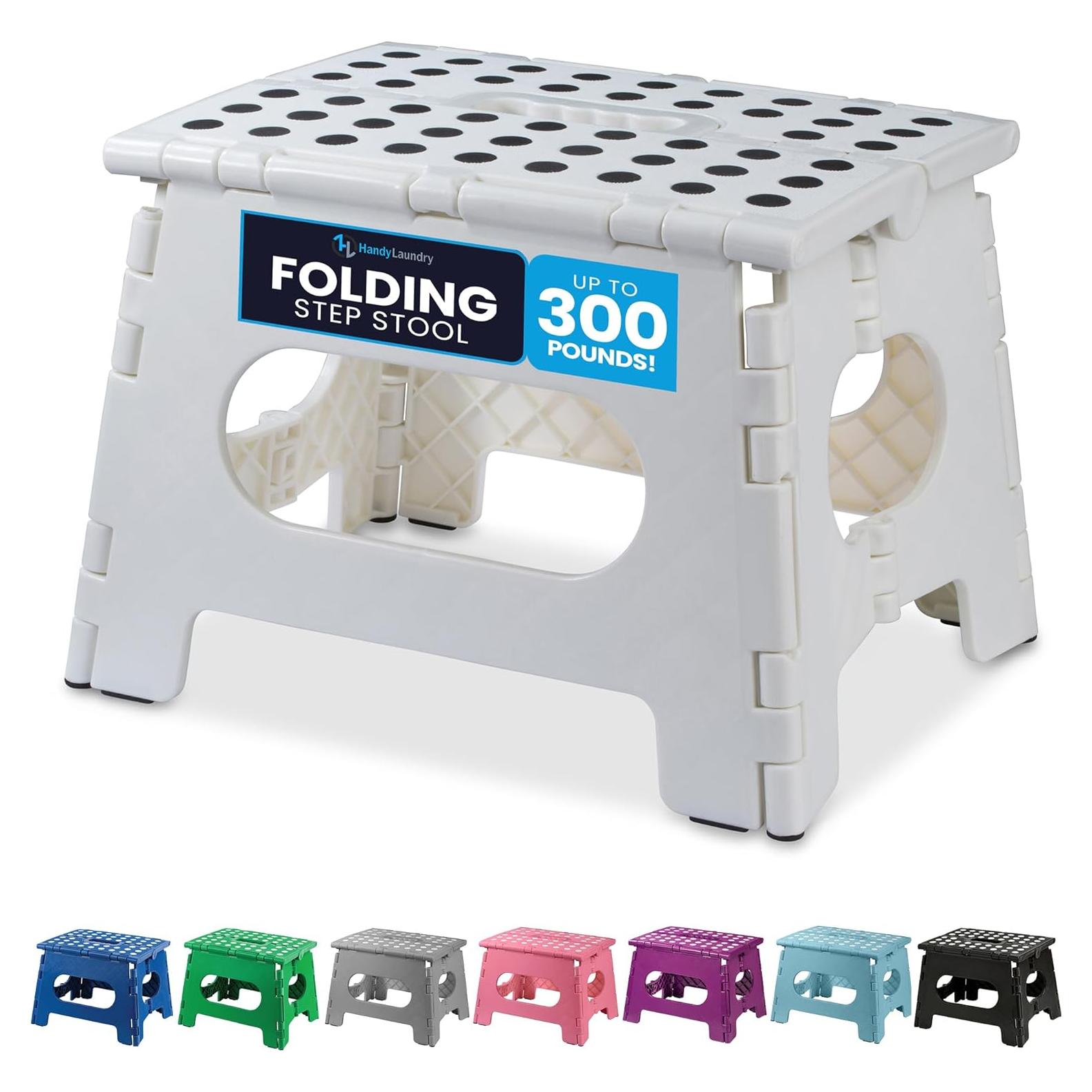 Taburete Plegable Blanco Handy Laundry - 22.86 cm - Resistente 136 kg