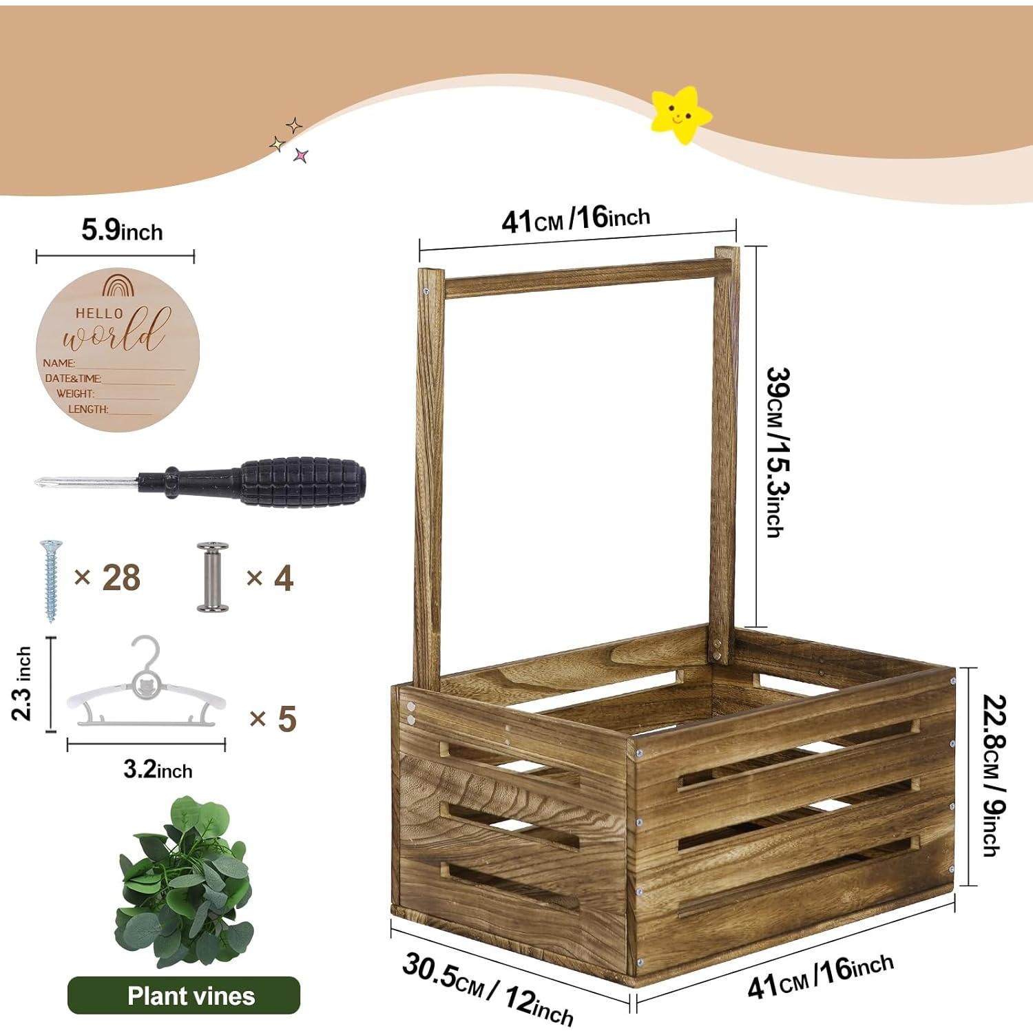 Caja de Madera para Bebé Snpwne 40x30x22 cm Negra