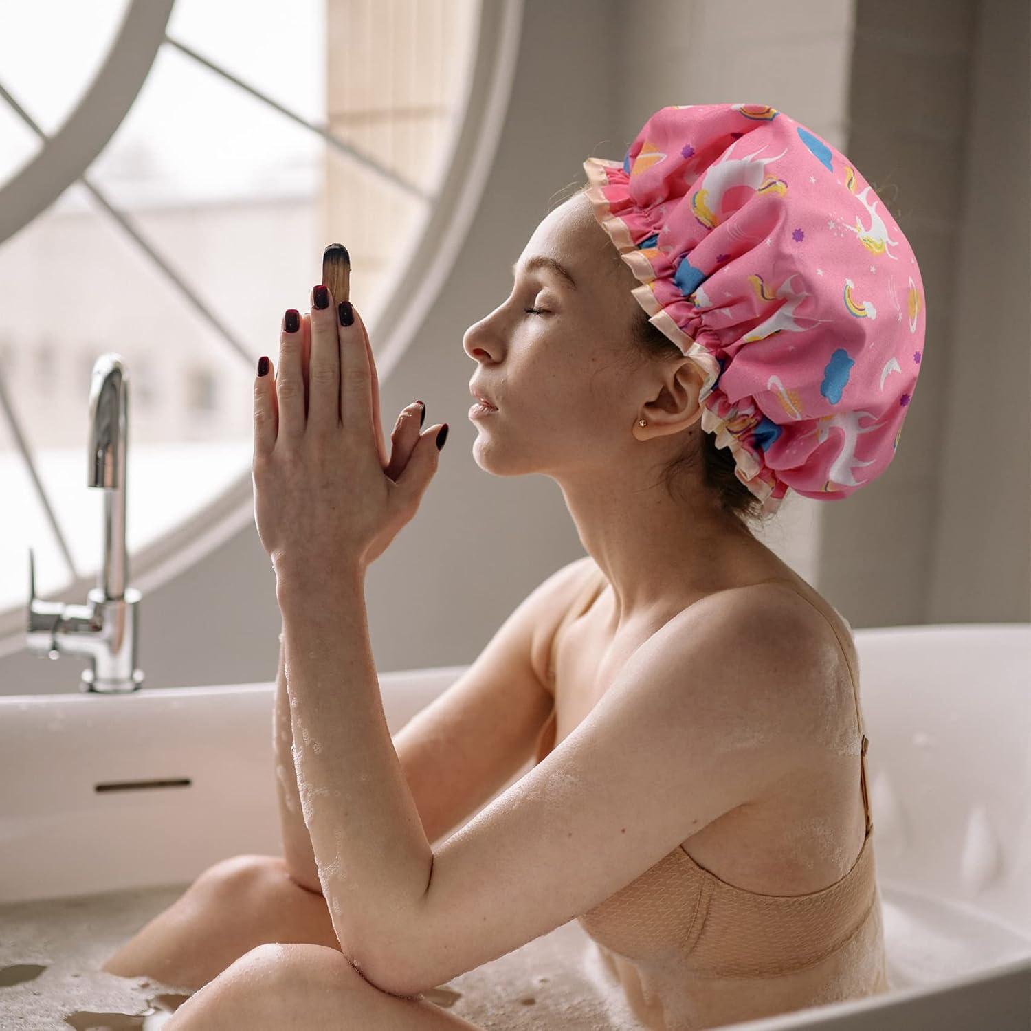 Gorras de Ducha Reutilizables WATAWA Unicornio 2 Pcs Impermeables