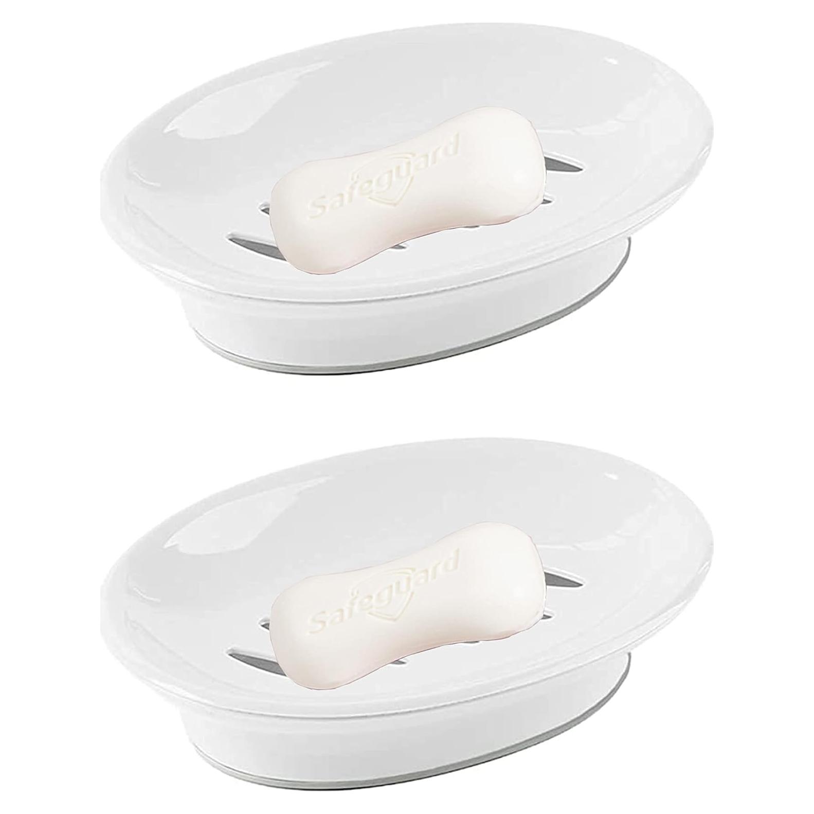 Soporte para Jabón Ovalado Genérico 2-Pack Blanco con Drenaje