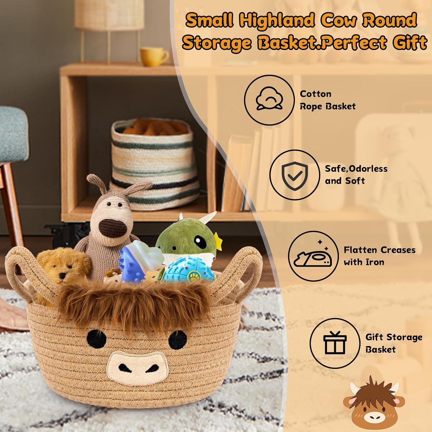 Cesta de Almacenamiento Pequeña Hkojewp Vaca Highland 27.1x11.2 cm