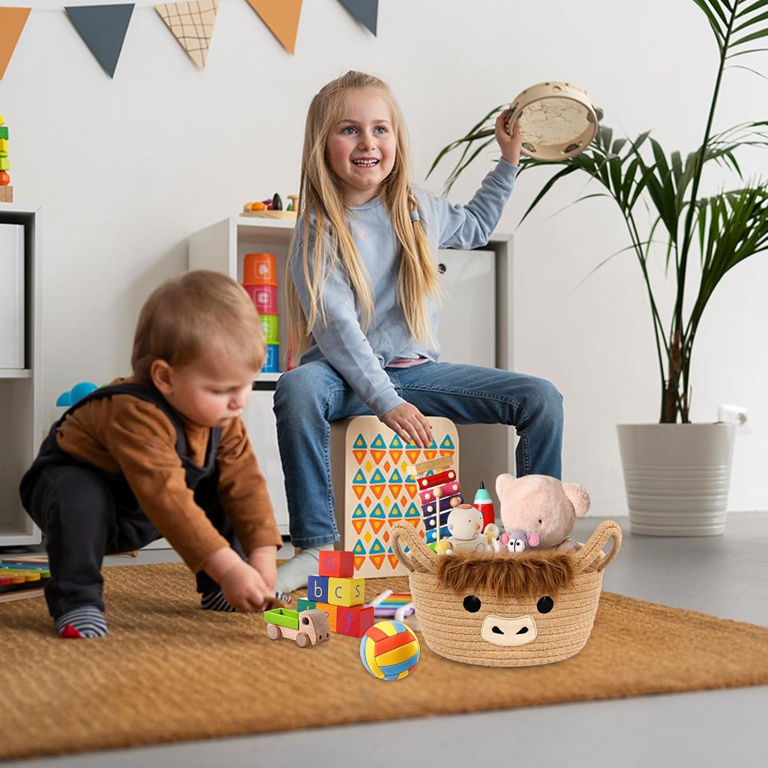 Cesta de Almacenamiento Pequeña Hkojewp Vaca Highland 27.1x11.2 cm