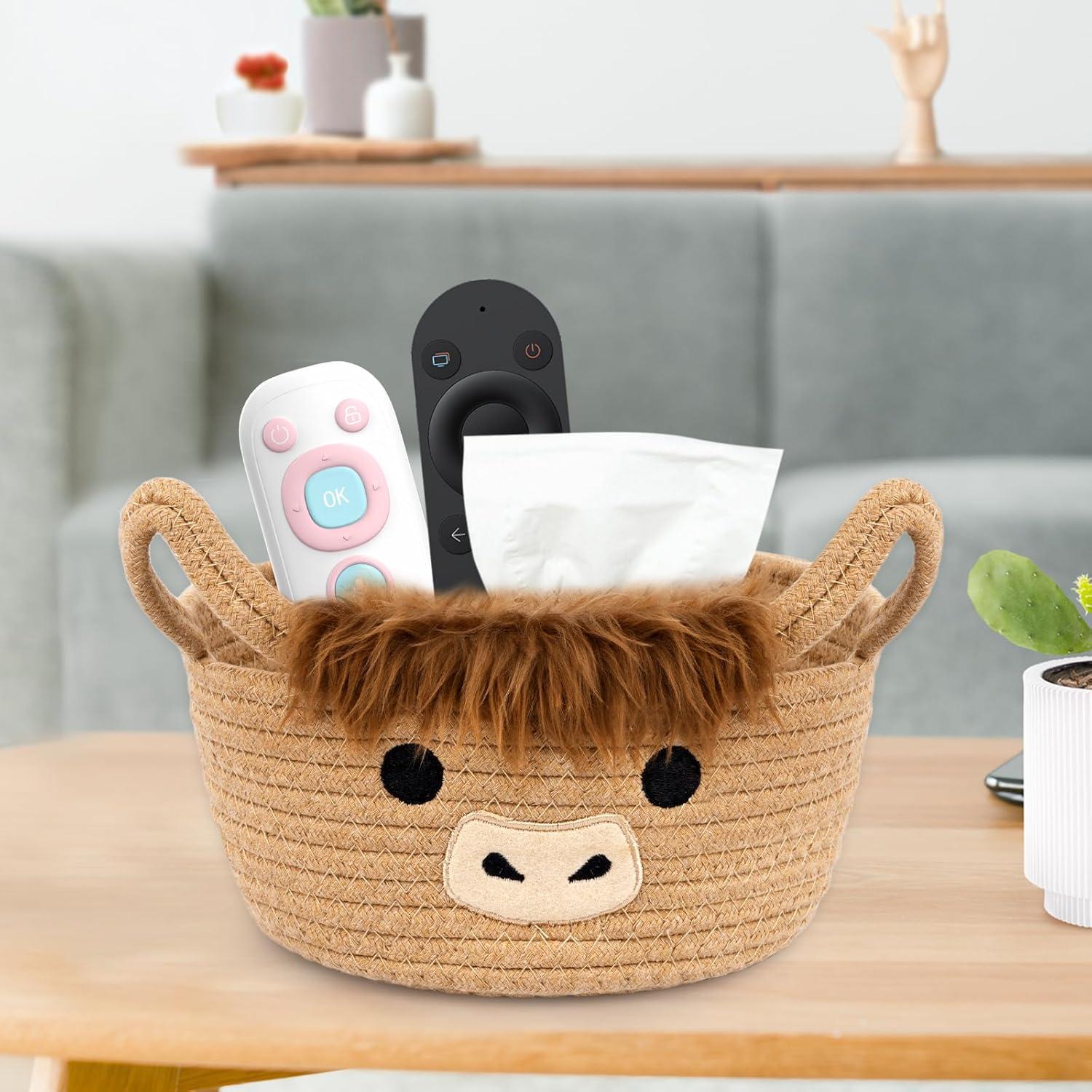 Cesta de Almacenamiento Pequeña Hkojewp Vaca Highland 27.1x11.2 cm