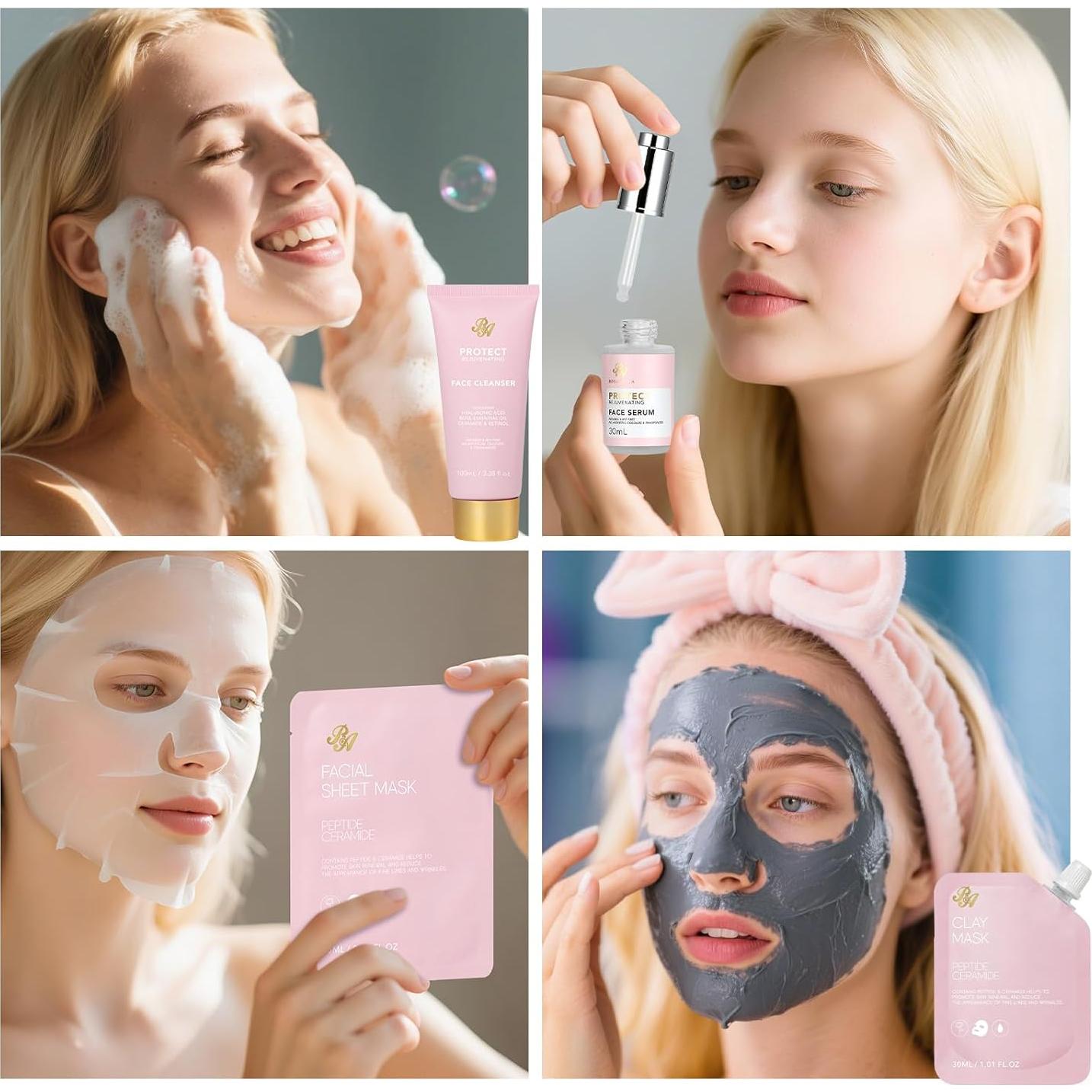 Kit de Cuidado Facial Rosa Acca 33 Piezas Spa Hidratante