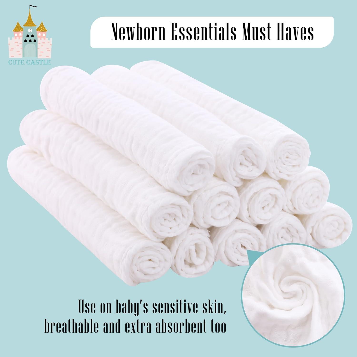 Paquete de 12 Paños de Muselina para Eructos Castillo Bonito 50.8x25.4 cm