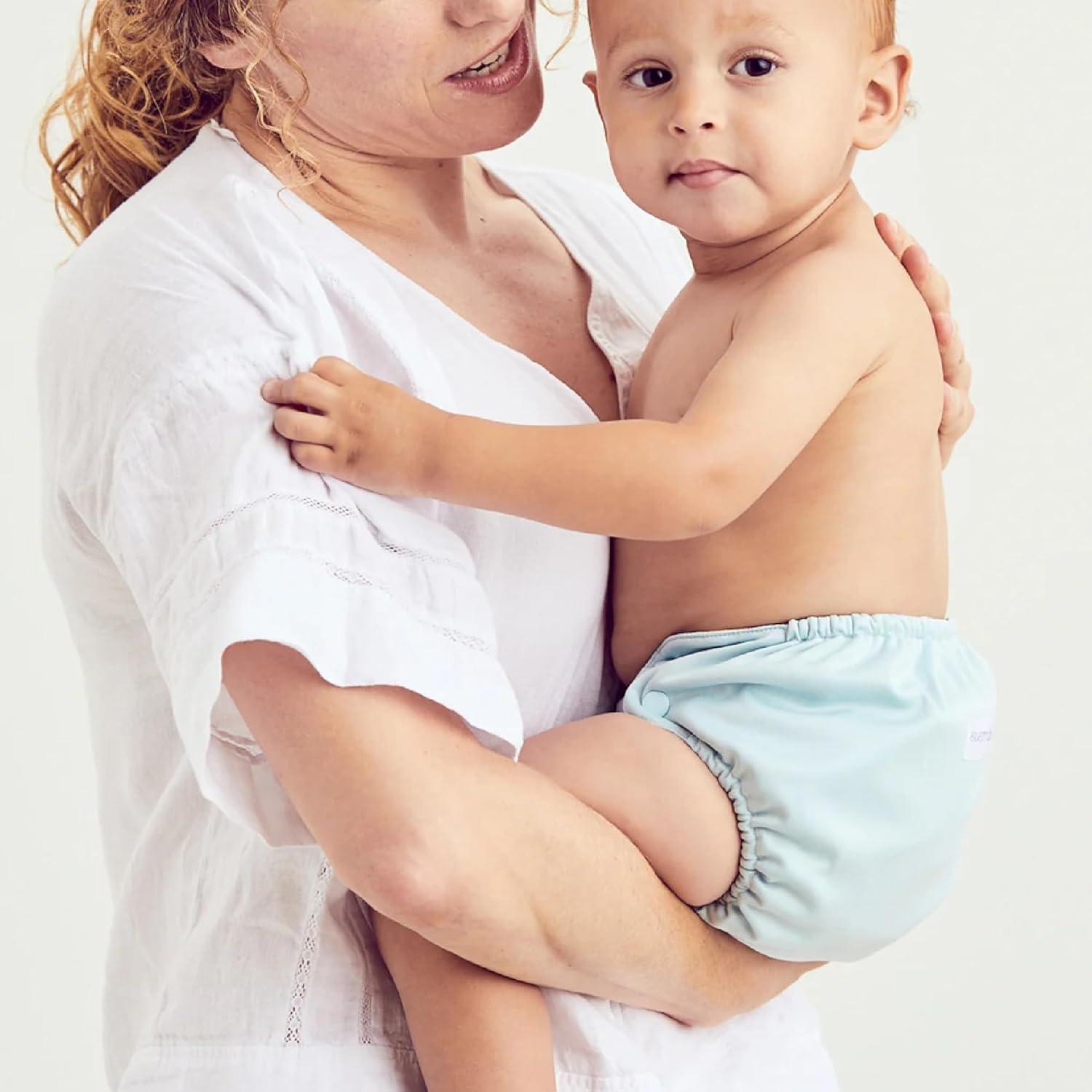 Conjunto de Pañales de Tela Esembly - 3 Inners Algodón Orgánico y 1 Cubierta Impermeable - Tamaño 1 (3.2-7.7 kg)