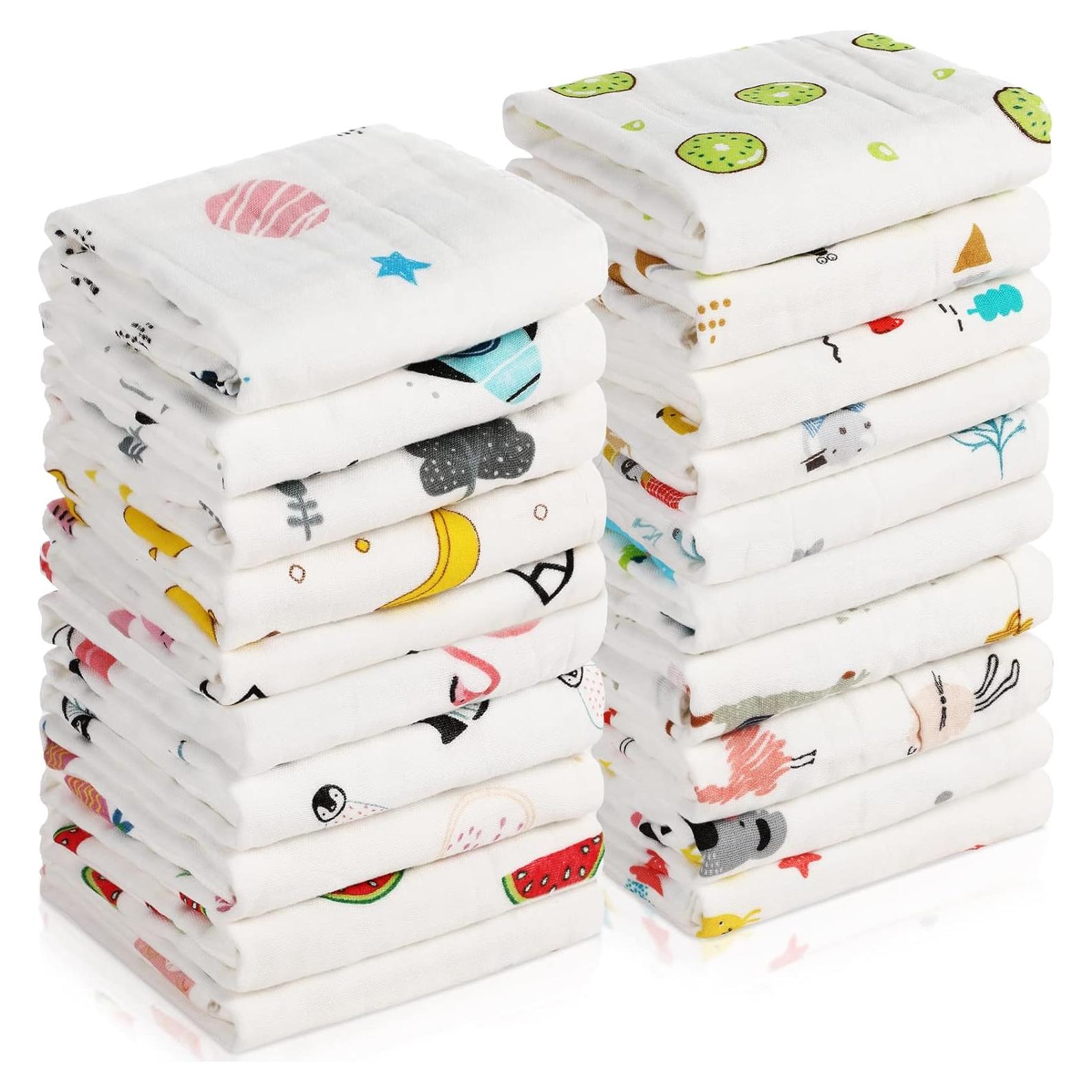 Paquete de 20 Paños de Muselina Chumia para Bebés 50.8x25.4cm