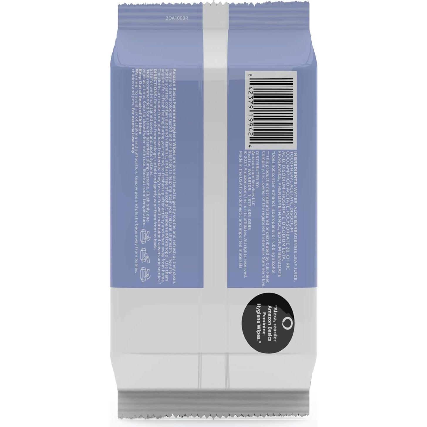 Toallitas de Higiene Femenina Amazon Basics, 168 Unidades, pH Equilibrado