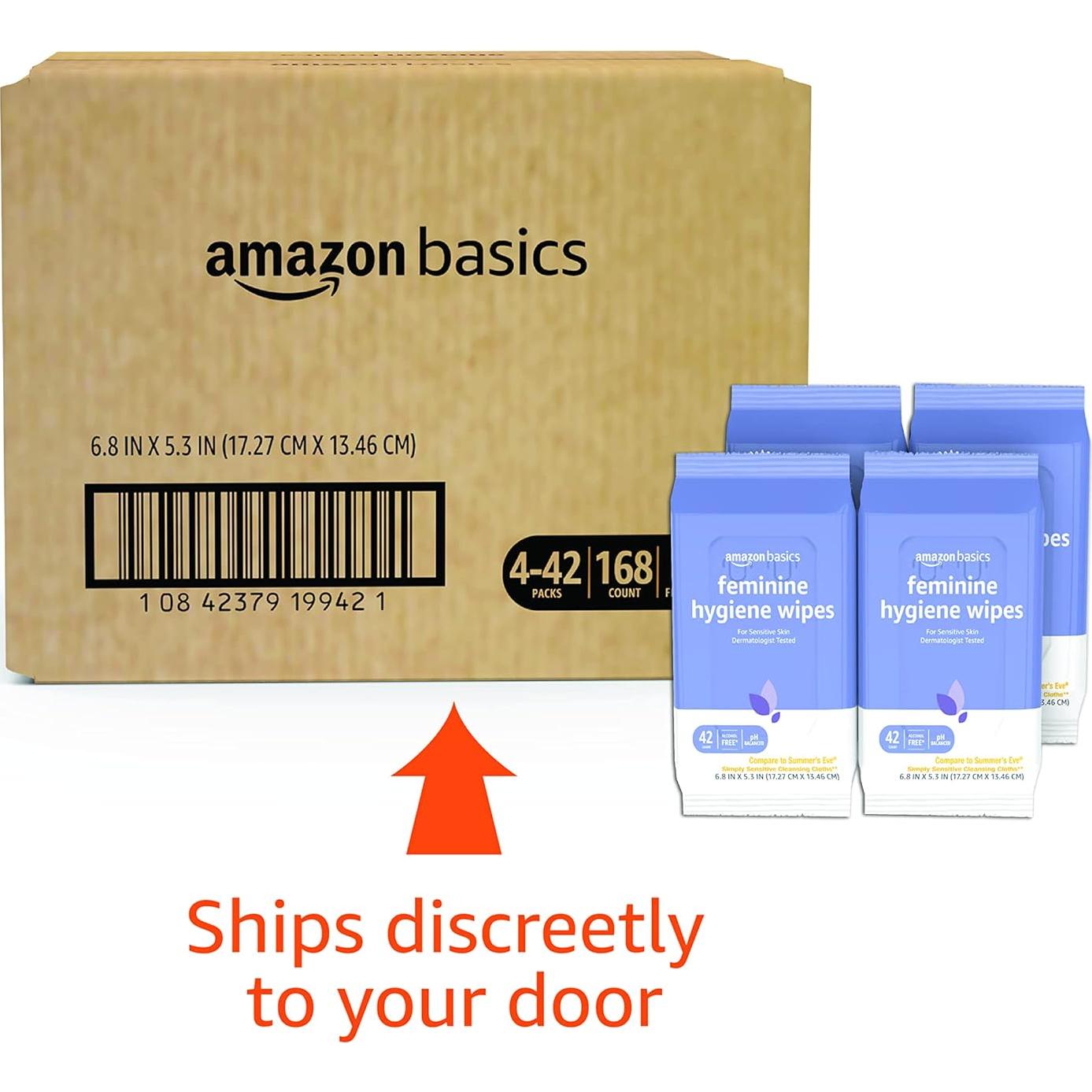 Toallitas de Higiene Femenina Amazon Basics, 168 Unidades, pH Equilibrado