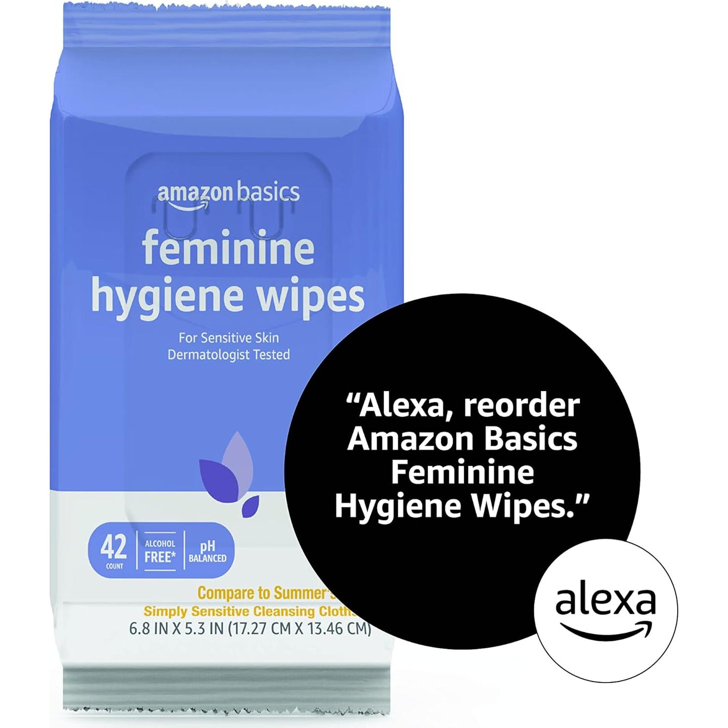 Toallitas de Higiene Femenina Amazon Basics, 168 Unidades, pH Equilibrado