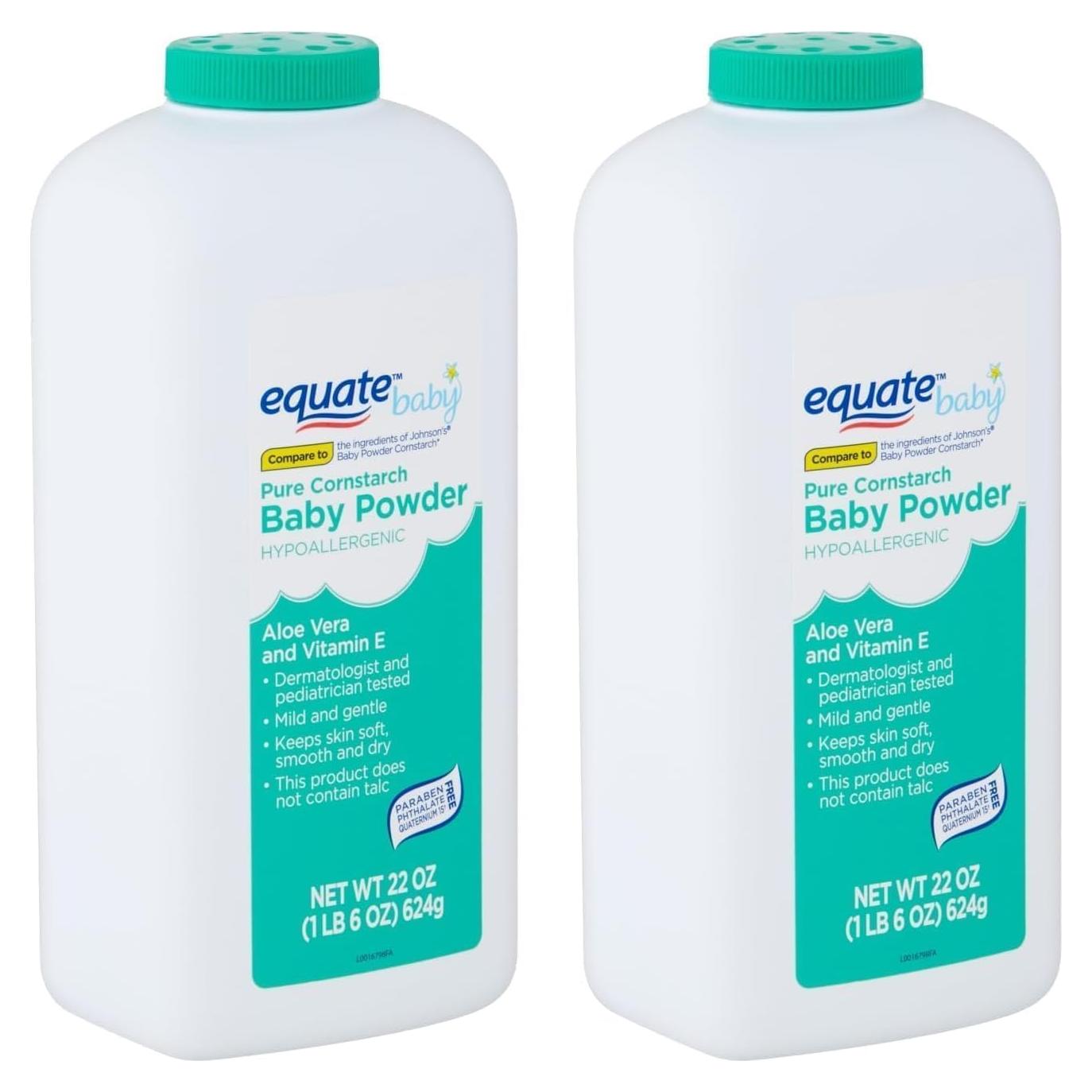 Polvo para Bebés Hipoalergénico Equate Almidón de Maíz 2x623g