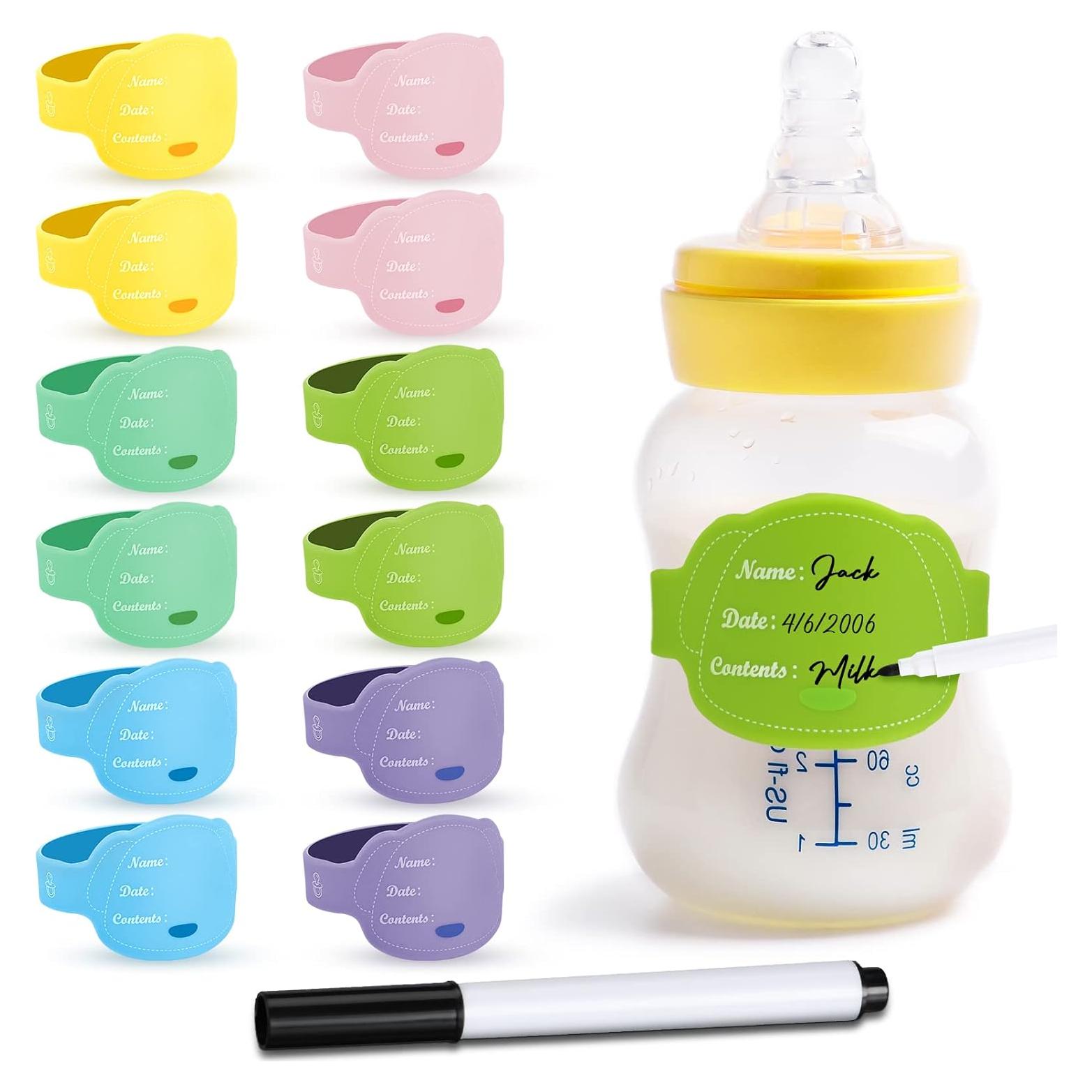 Etiquetas de Nombre para Biberones Eersida 12 Pcs Silicona