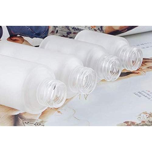 2PC Empty Glass Refillable Dispenser Pump Lotion Bottle White Frosted Cosmetic Pump Bottle Containers For Skin Care Cream Liquid Essential Oil (100ML/3.4oz)