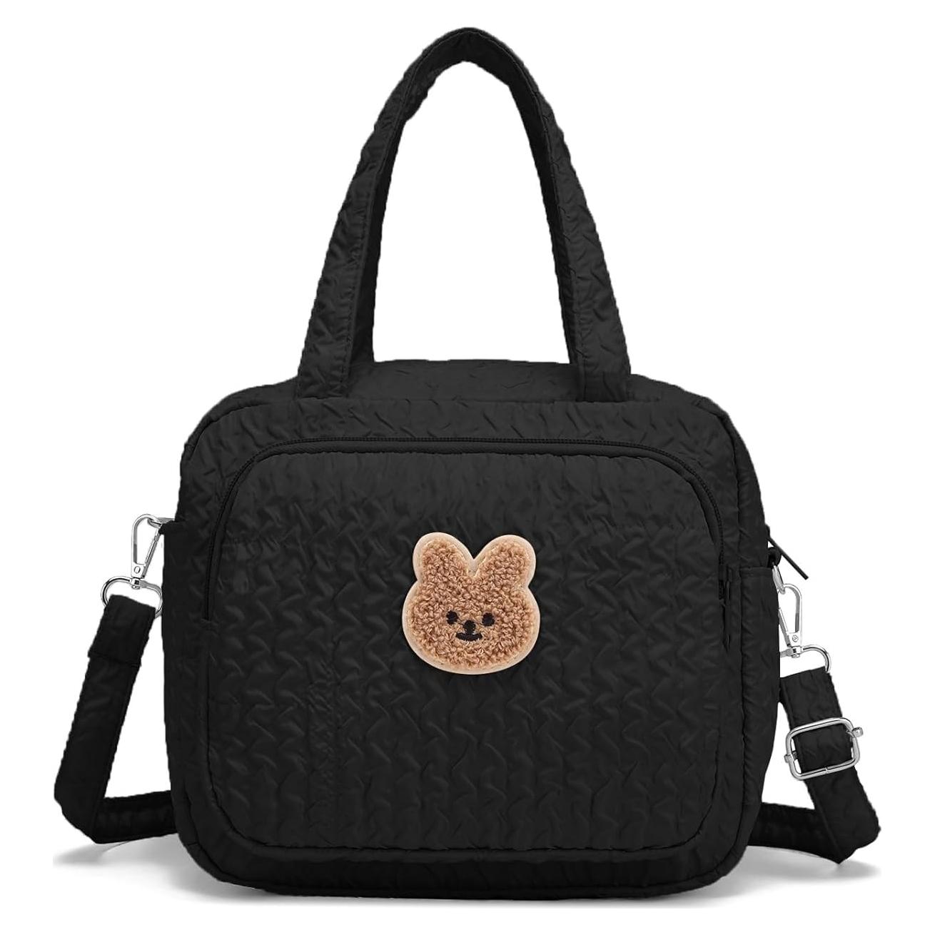 Bolso de Pañales Pequeño Nylon Negro - 8 Bolsillos, Ligero