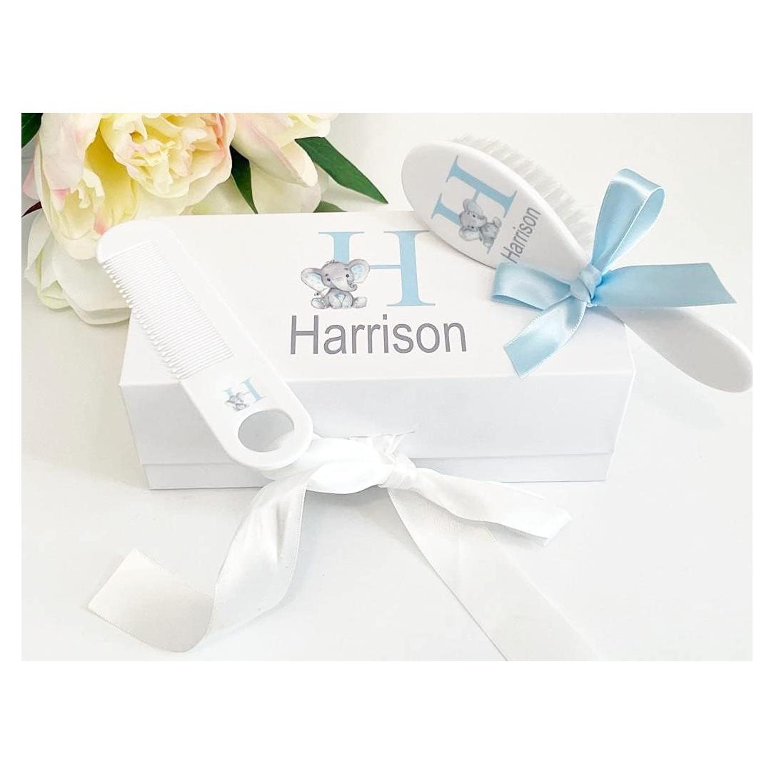 Juego de Cepillo y Peine Personalizado Elefante para Niños